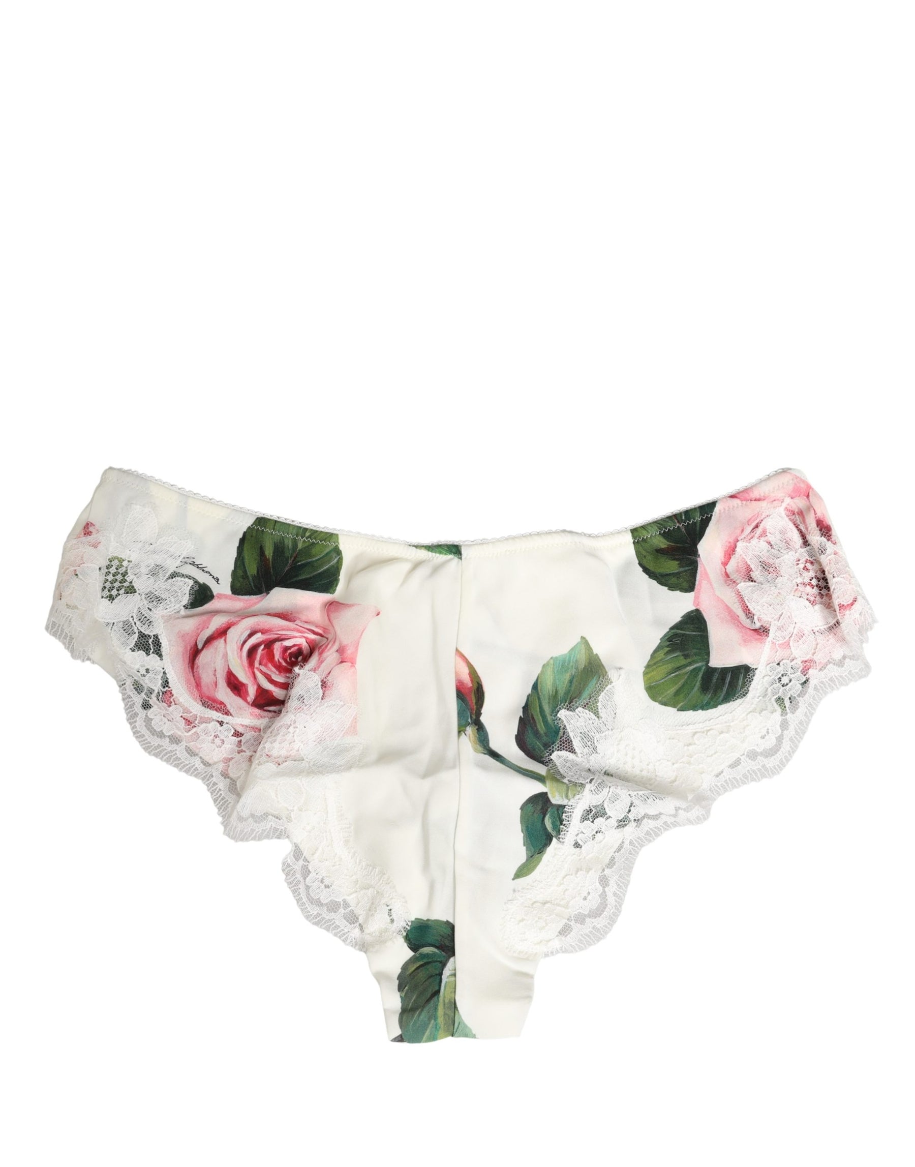 Dolce & Gabbana White Silk Floral Lace Trim Panty Brief Underwear | Regal Royce