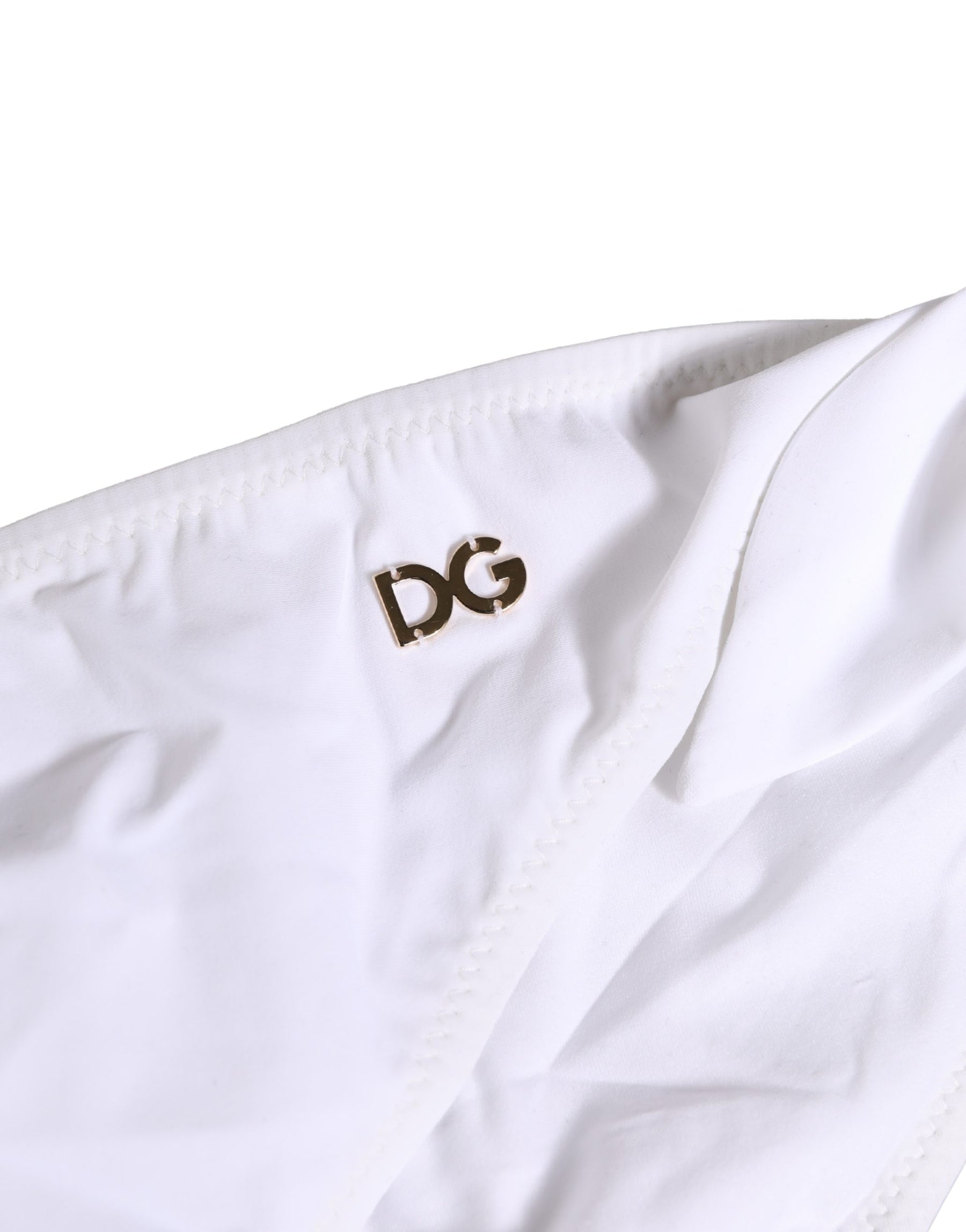 Dolce & Gabbana White Nylon DG Logo Plaque Bikini Bottom Swimwear | Regal Royce