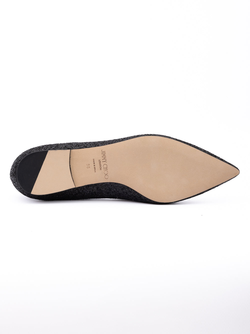 Jimmy Choo Black Coarse Glitter Fabric Alina Ballet Flat | Regal Royce