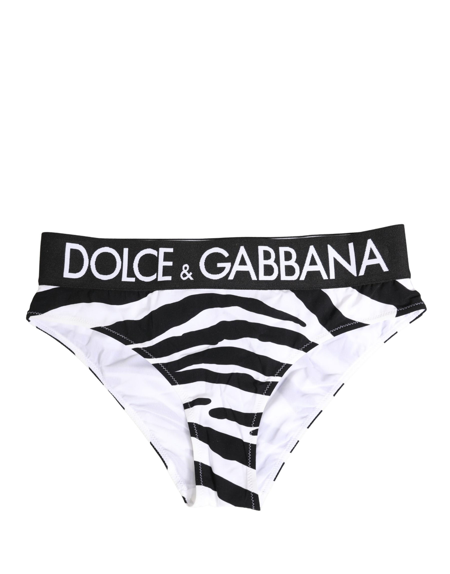 Dolce & Gabbana Black White Zebra Print Brief Panty Underwear | Regal Royce