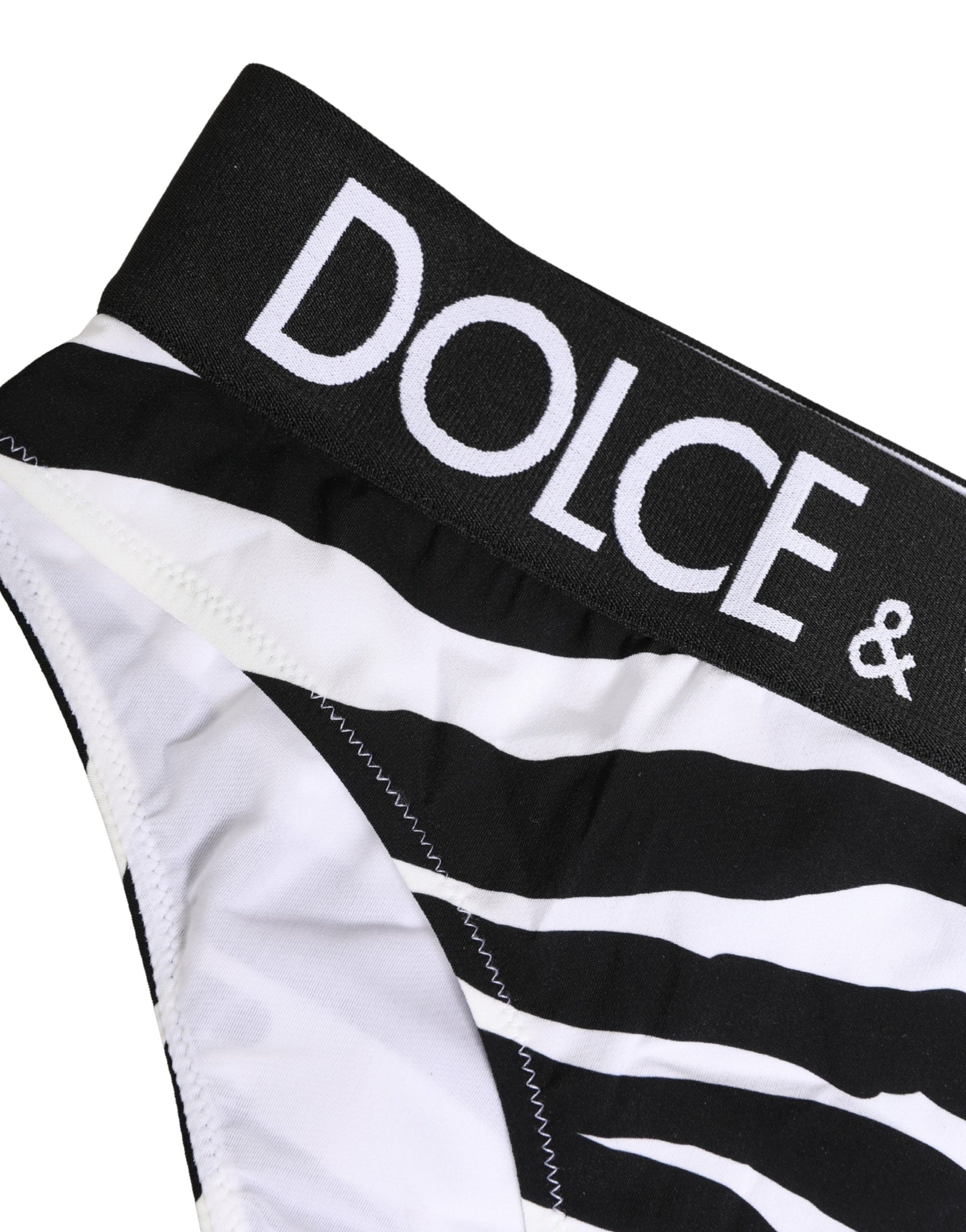 Dolce & Gabbana Black White Zebra Print Brief Panty Underwear | Regal Royce