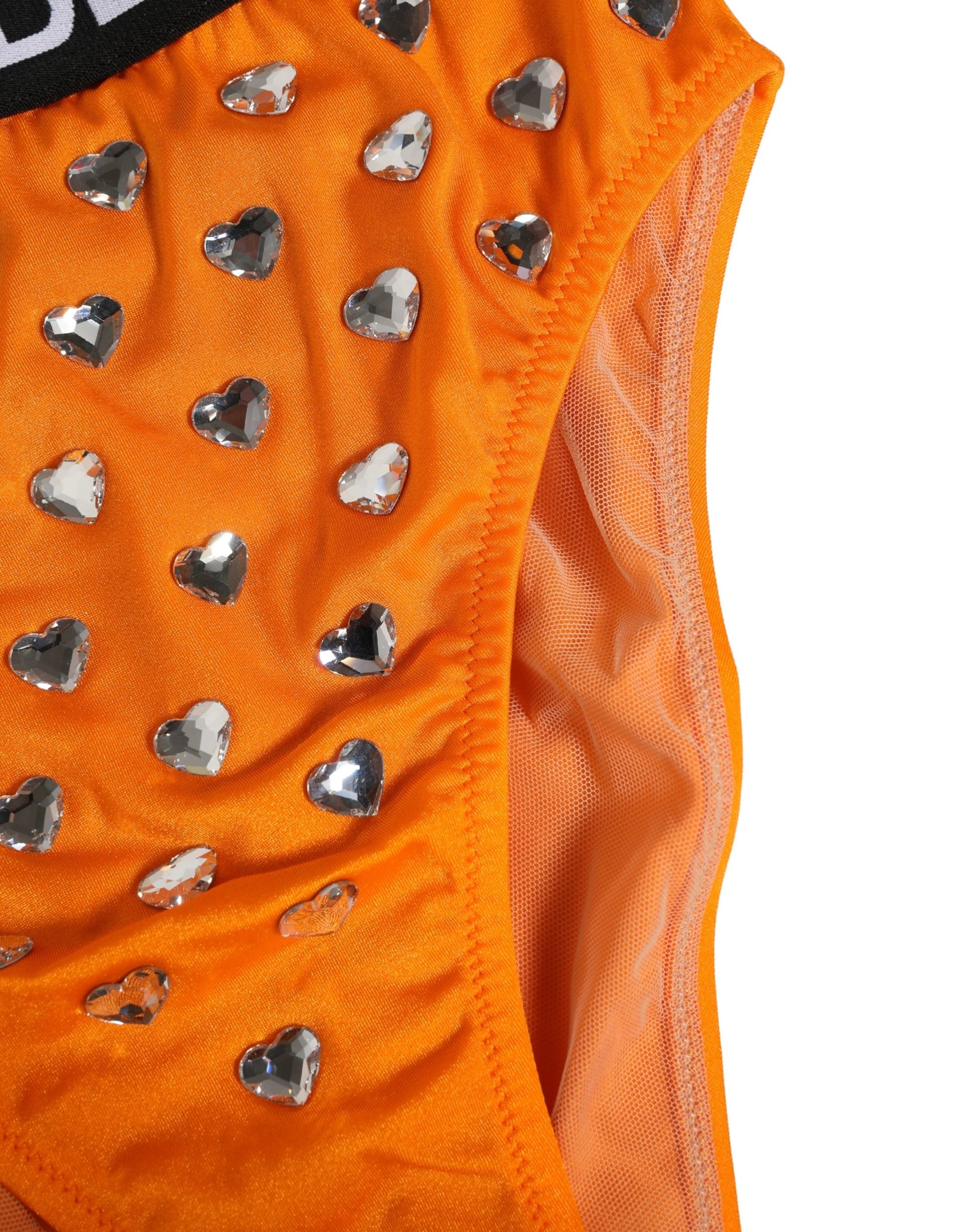 Dolce & Gabbana Orange Crystal High Waist Brief Panty Underwear | Regal Royce