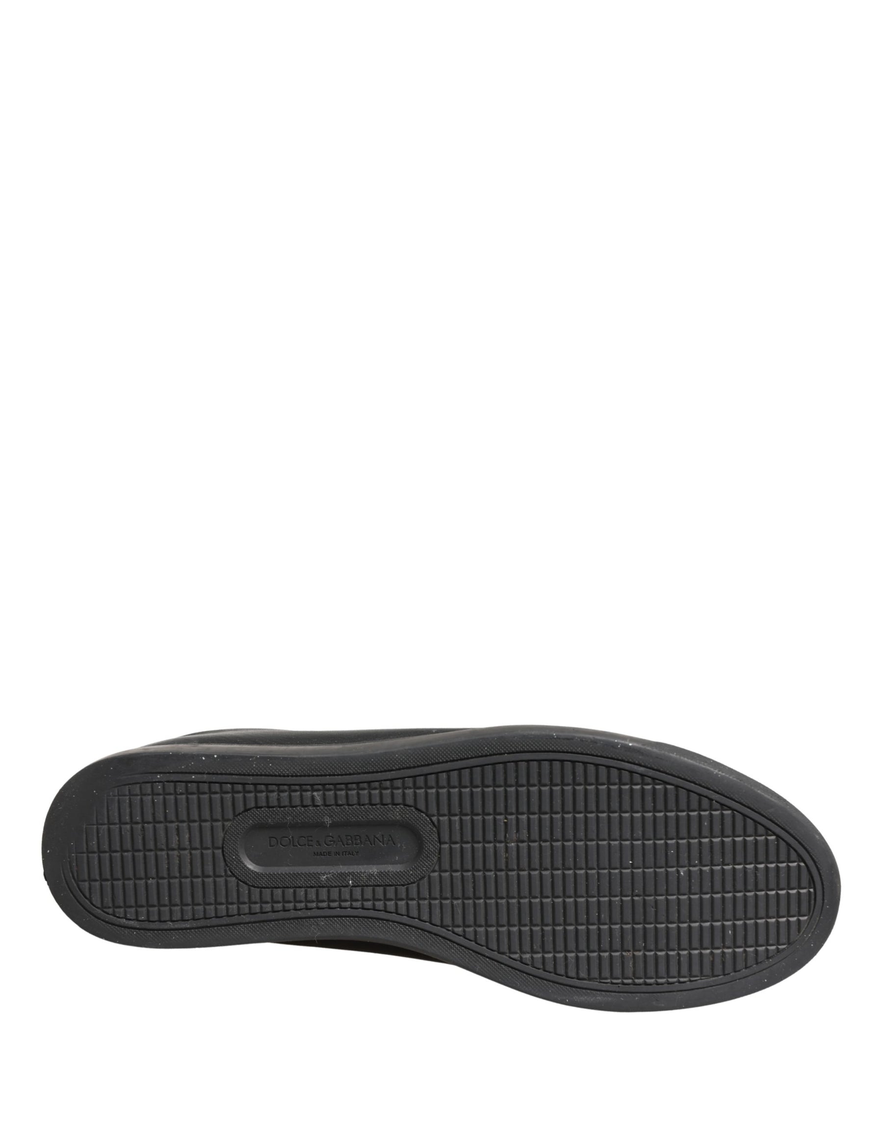 Dolce & Gabbana Black Leather Low Top Lace Up Sneakers Shoes | Regal Royce