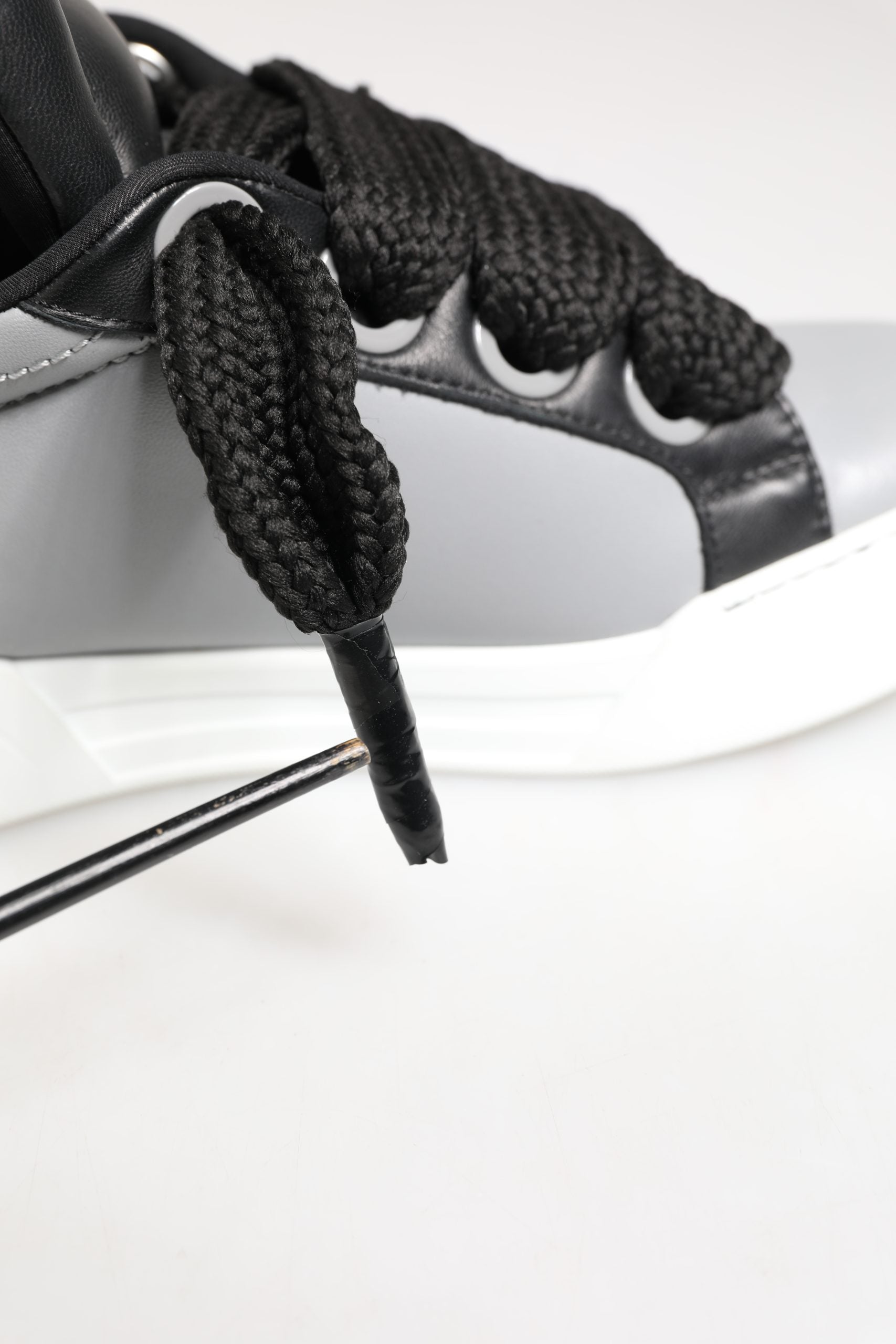 Dolce & Gabbana Gray Leather Low Top Lace Up Sneakers Shoes | Regal Royce
