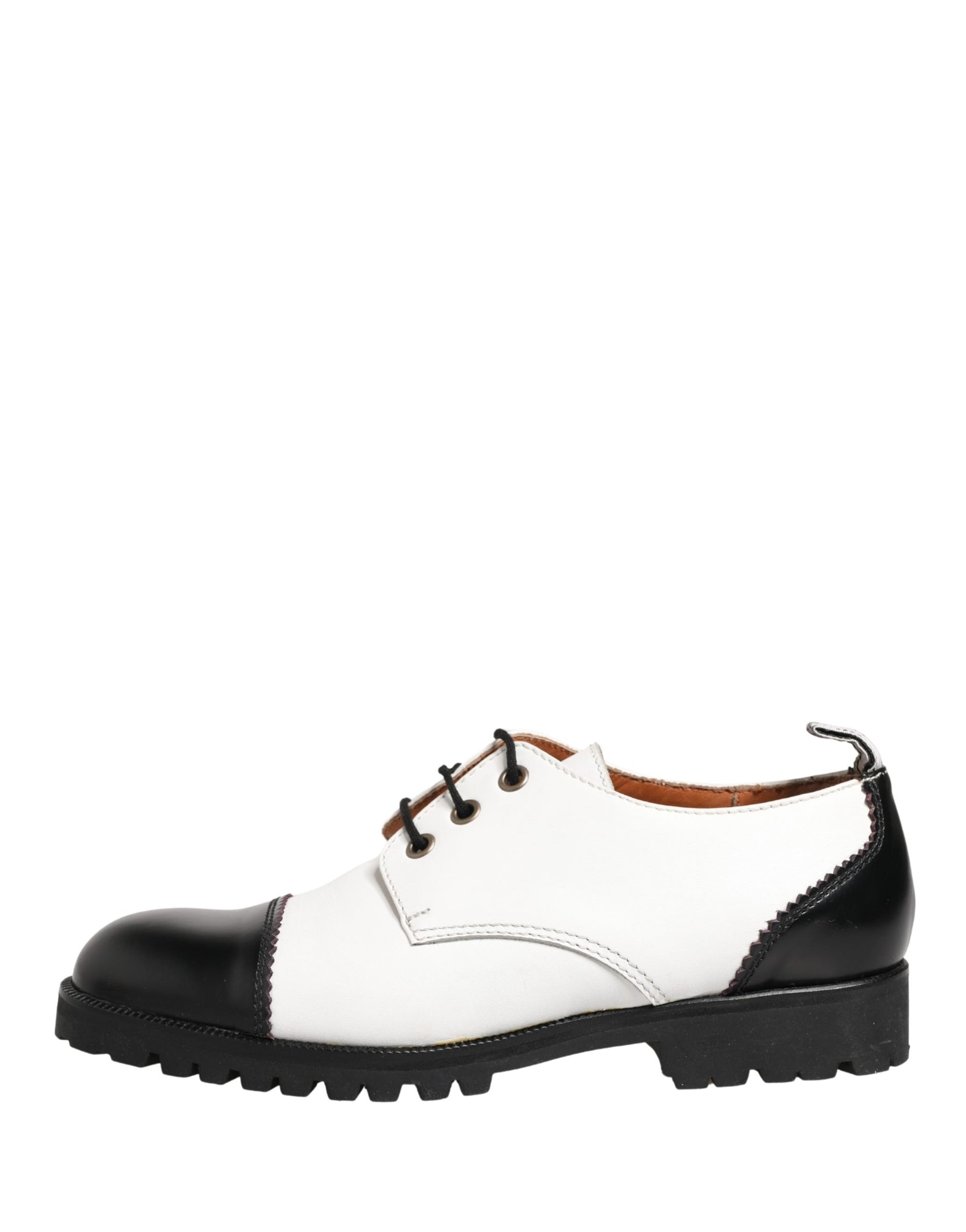 Cesare Paciotti Black White Leather Derby Shoes | Regal Royce