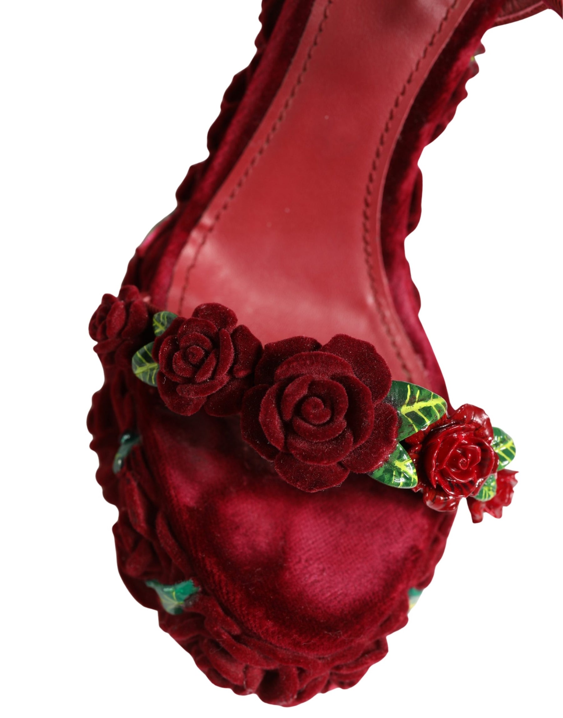 Dolce & Gabbana Red Rose Embellished Platform Sandals Shoes | Regal Royce