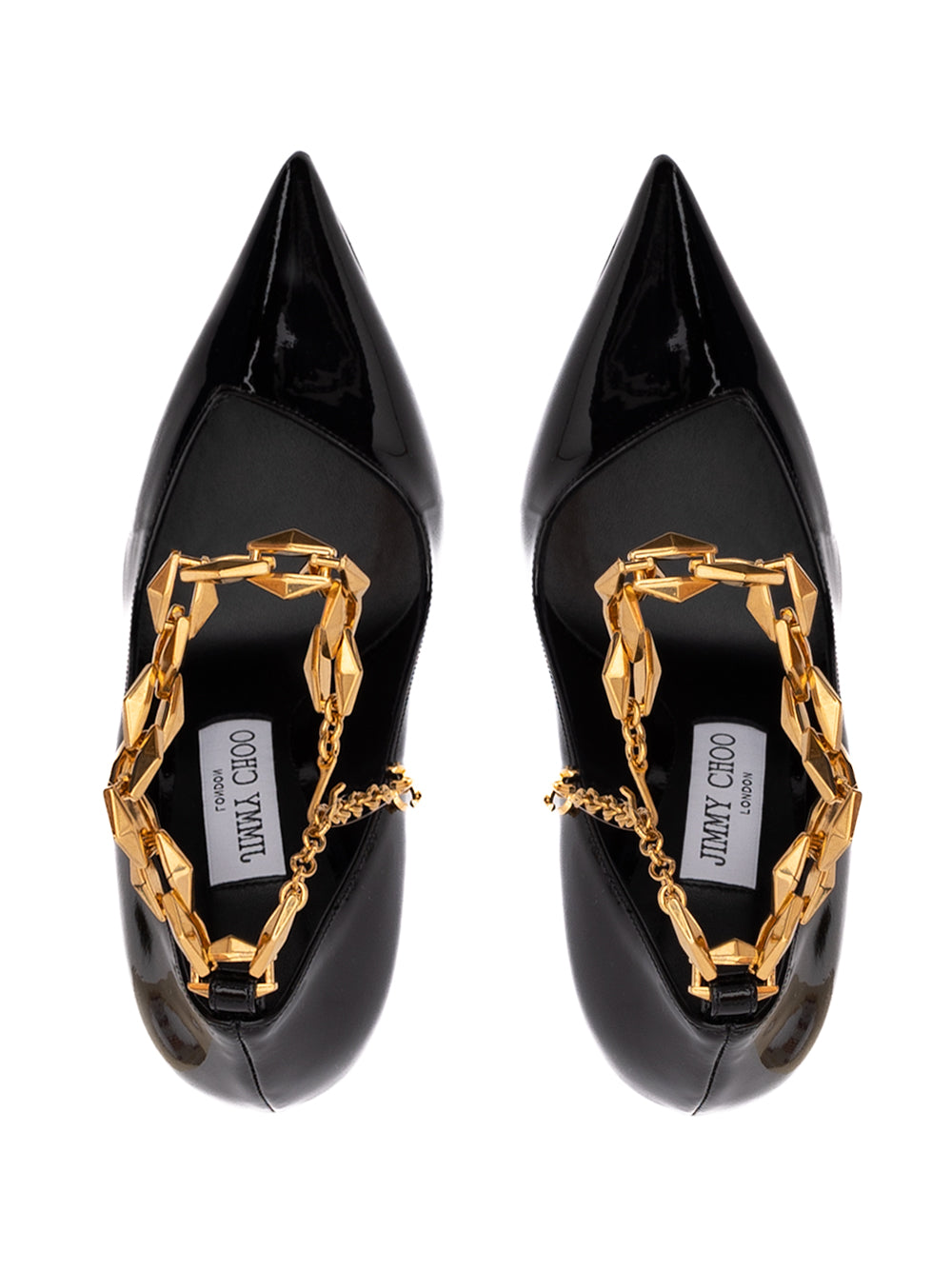 Jimmy Choo Black Patent Leather Diamond Talura 100 Pumps | Regal Royce