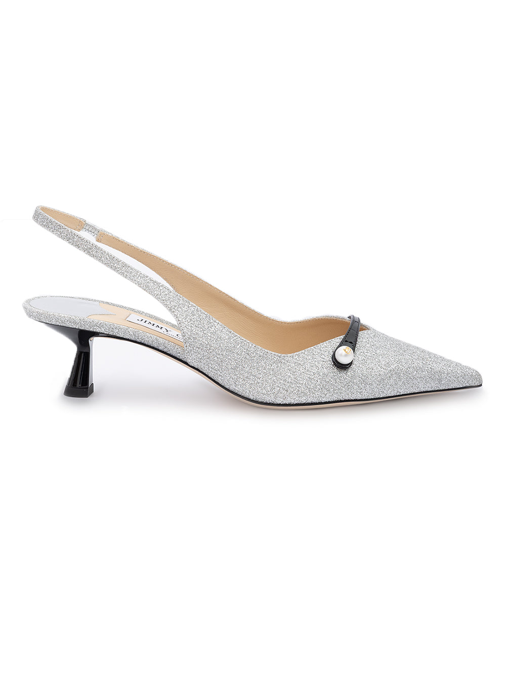 Jimmy Choo Silver Fine Glitter Amita 45 Slingback Pumps | Regal Royce