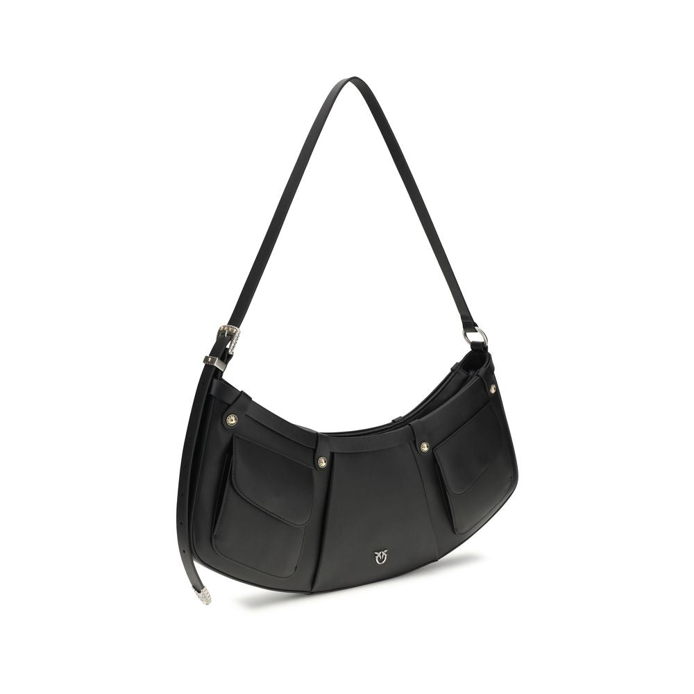 PINKO Black Calf Leather Bos Taurus Shoulder Bag | Regal Royce