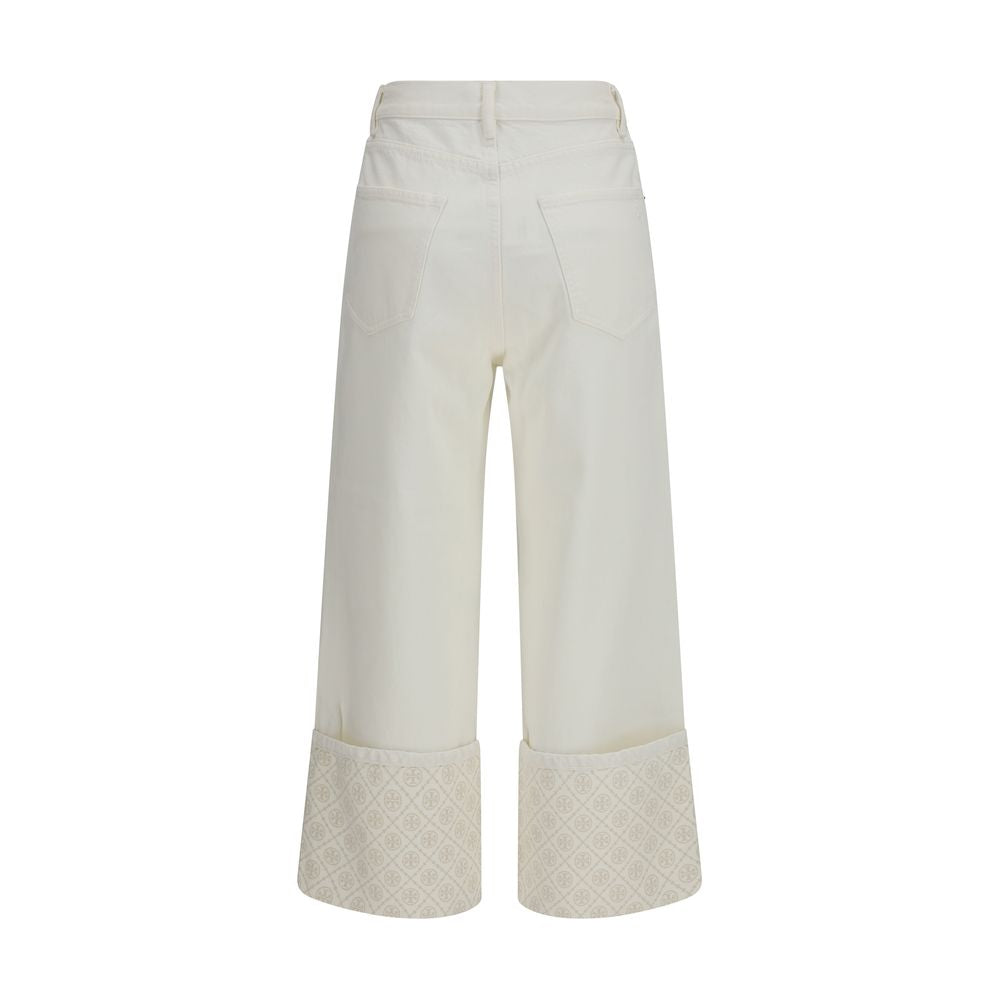 Tory Burch White Cotton Straight-Leg Jeans | Regal Royce