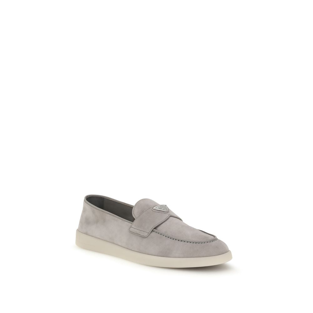 Prada Gray Calf Leather Bos Taurus Slip-On Loafers | Regal Royce