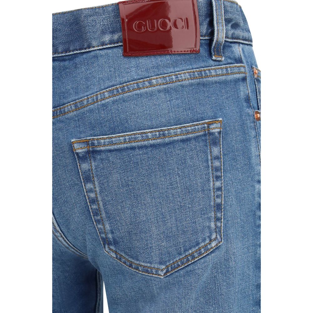 Gucci Blue Cotton Flared Jeans | Regal Royce