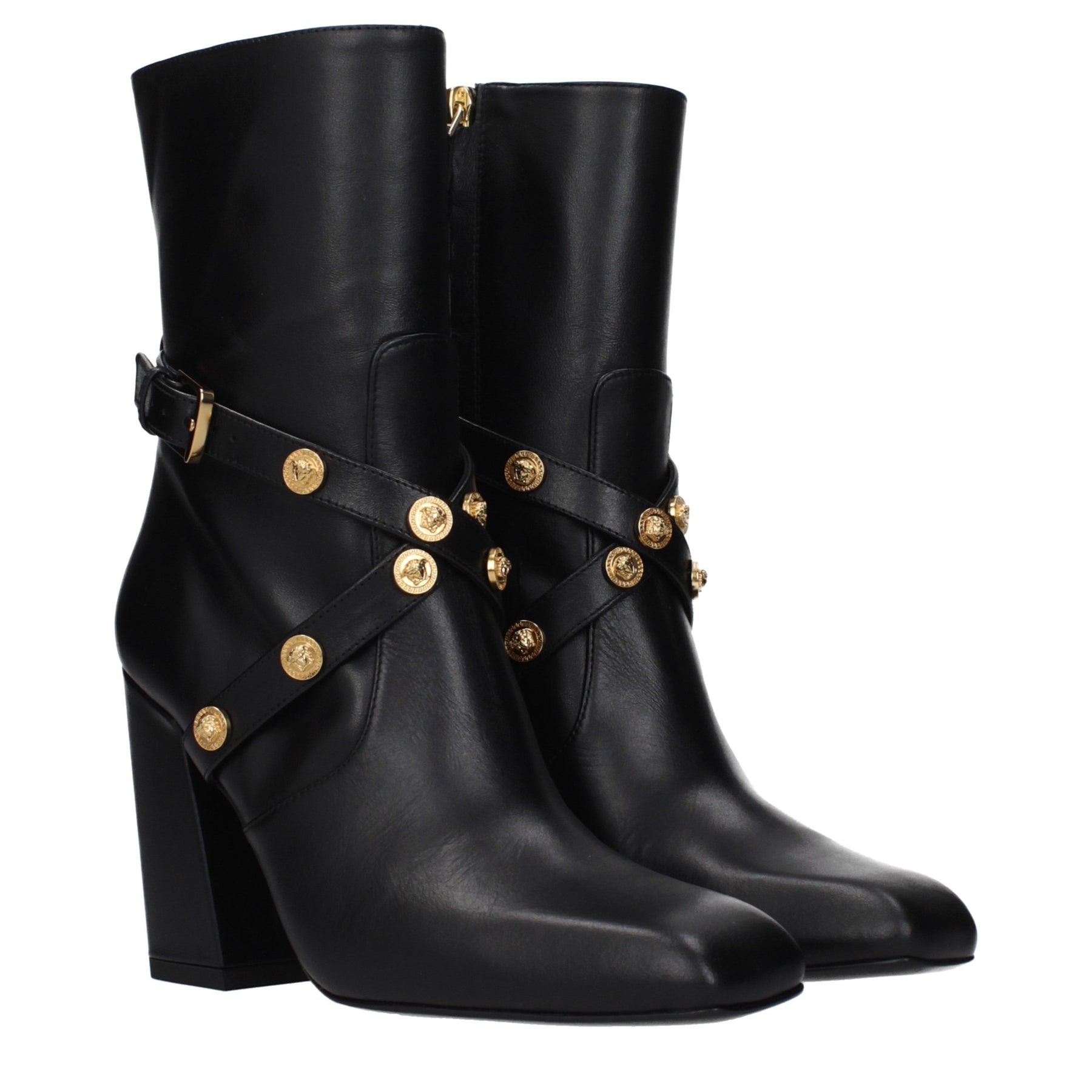 Versace Black Leather Ankle Boots | Regal Royce