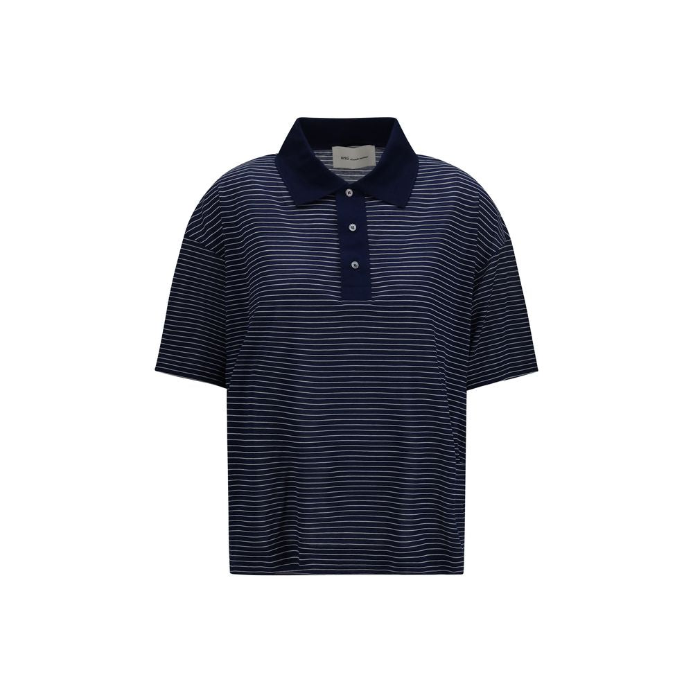 Ami Paris Blue Cotton Polo Shirt | Regal Royce