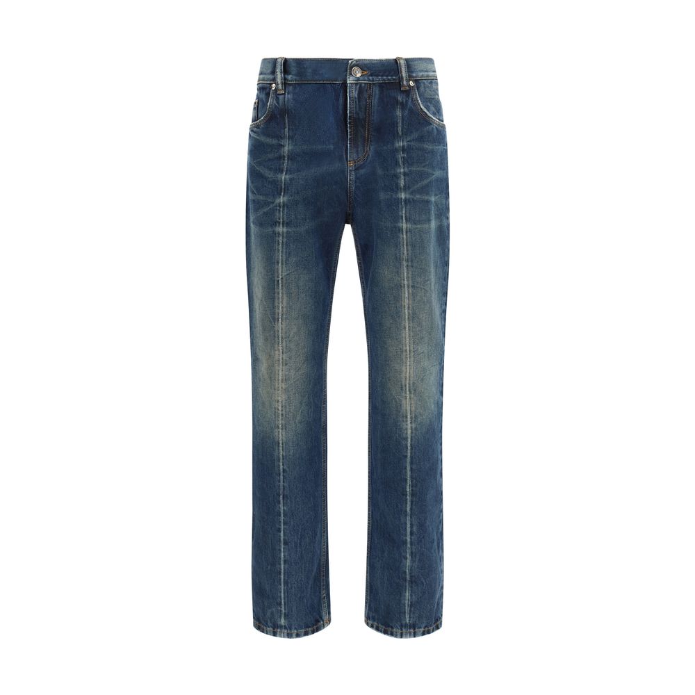 Versace Blue Cotton Straight-Leg Jeans | Regal Royce