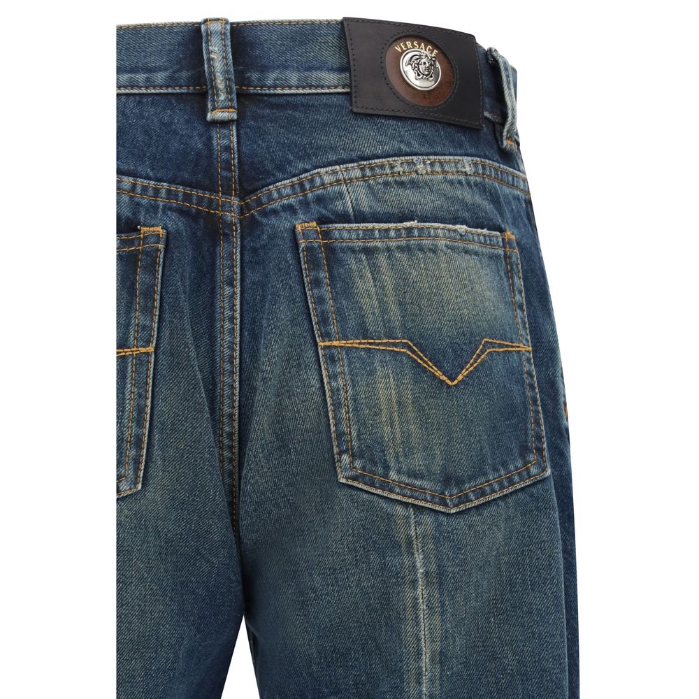 Versace Blue Cotton Straight-Leg Jeans | Regal Royce