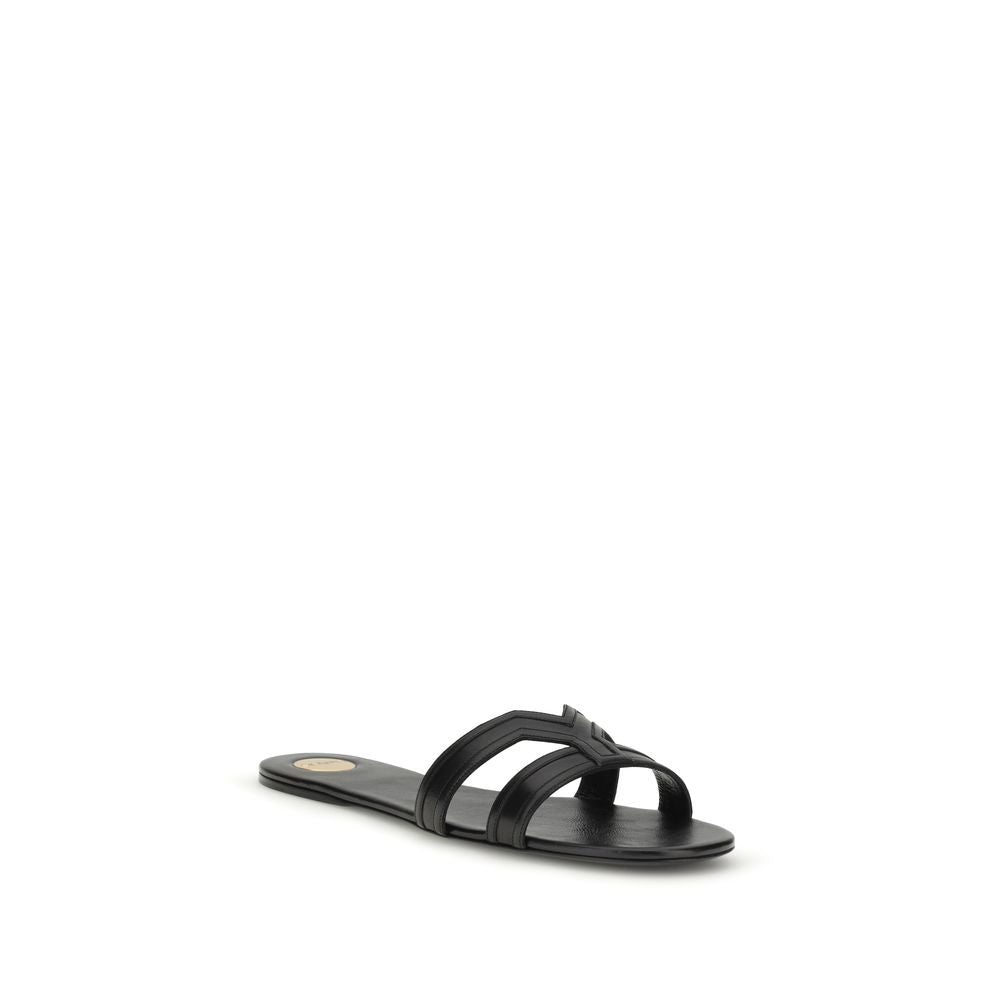 Saint Laurent Black Calf Leather Bos Taurus Sandals | Regal Royce