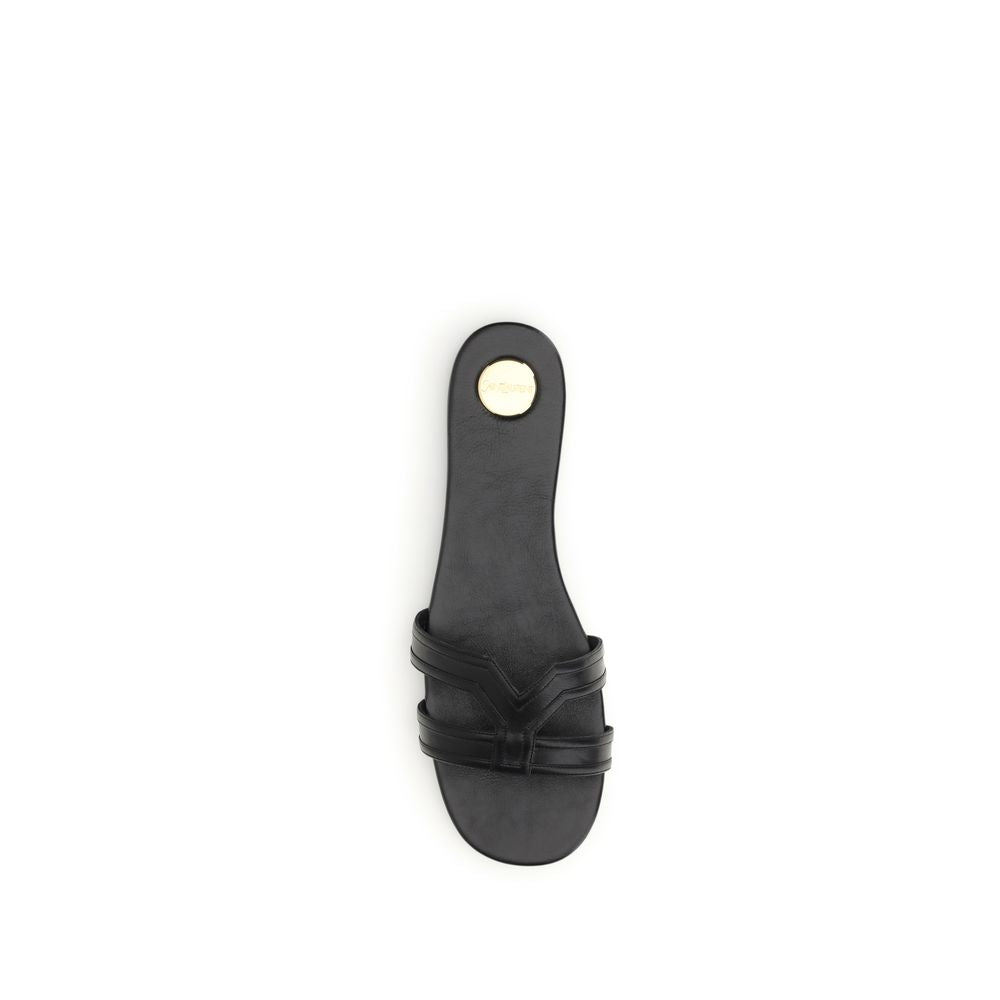 Saint Laurent Black Calf Leather Bos Taurus Sandals | Regal Royce