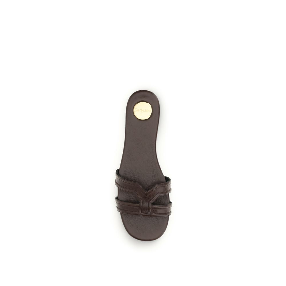 Saint Laurent Brown Calf Leather Bos Taurus Sandals | Regal Royce