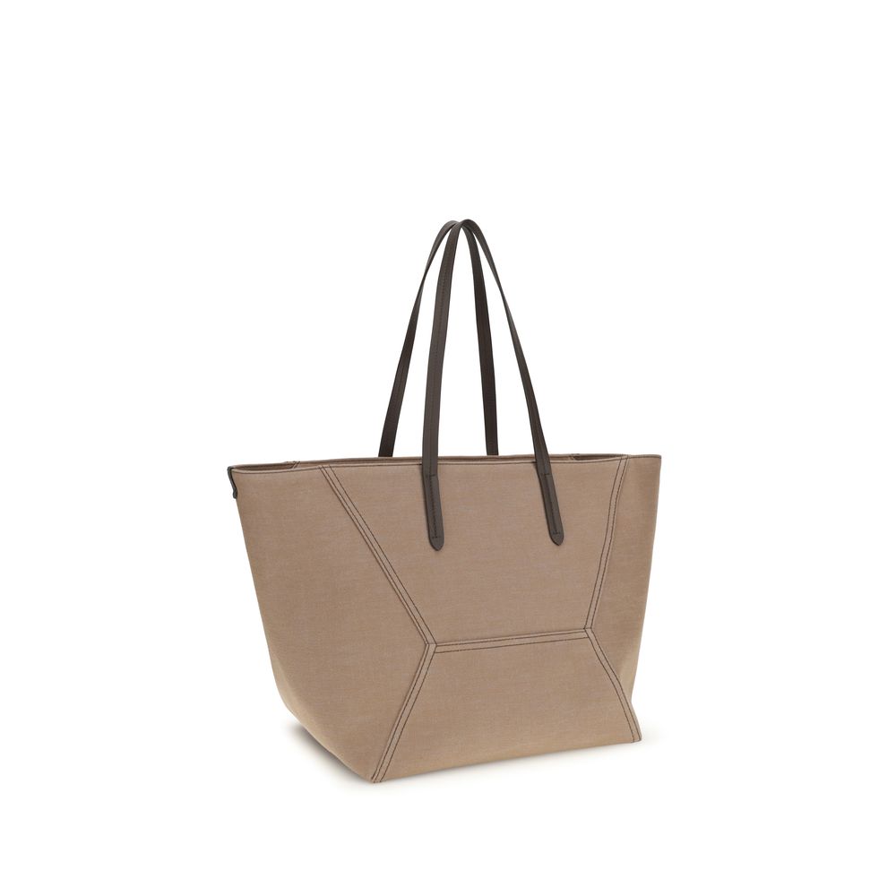 Brunello Cucinelli Beige Cotton Shoulder Bag | Regal Royce
