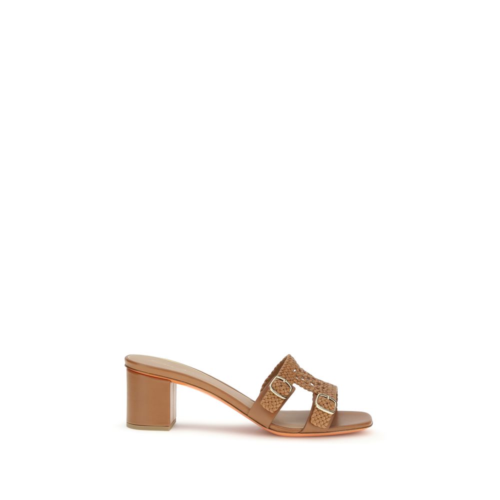 Santoni Beige Calf Leather Bos Taurus Platform Sandals | Regal Royce