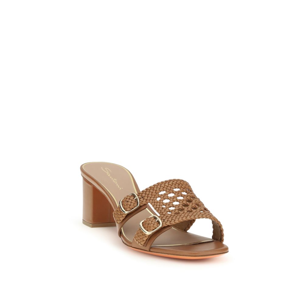 Santoni Beige Calf Leather Bos Taurus Platform Sandals | Regal Royce