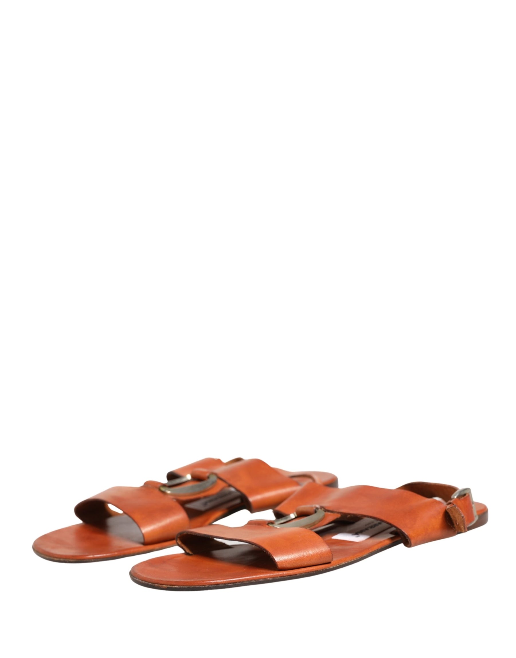 Dolce & Gabbana Brown Leather Flat Sandals Shoes | Regal Royce