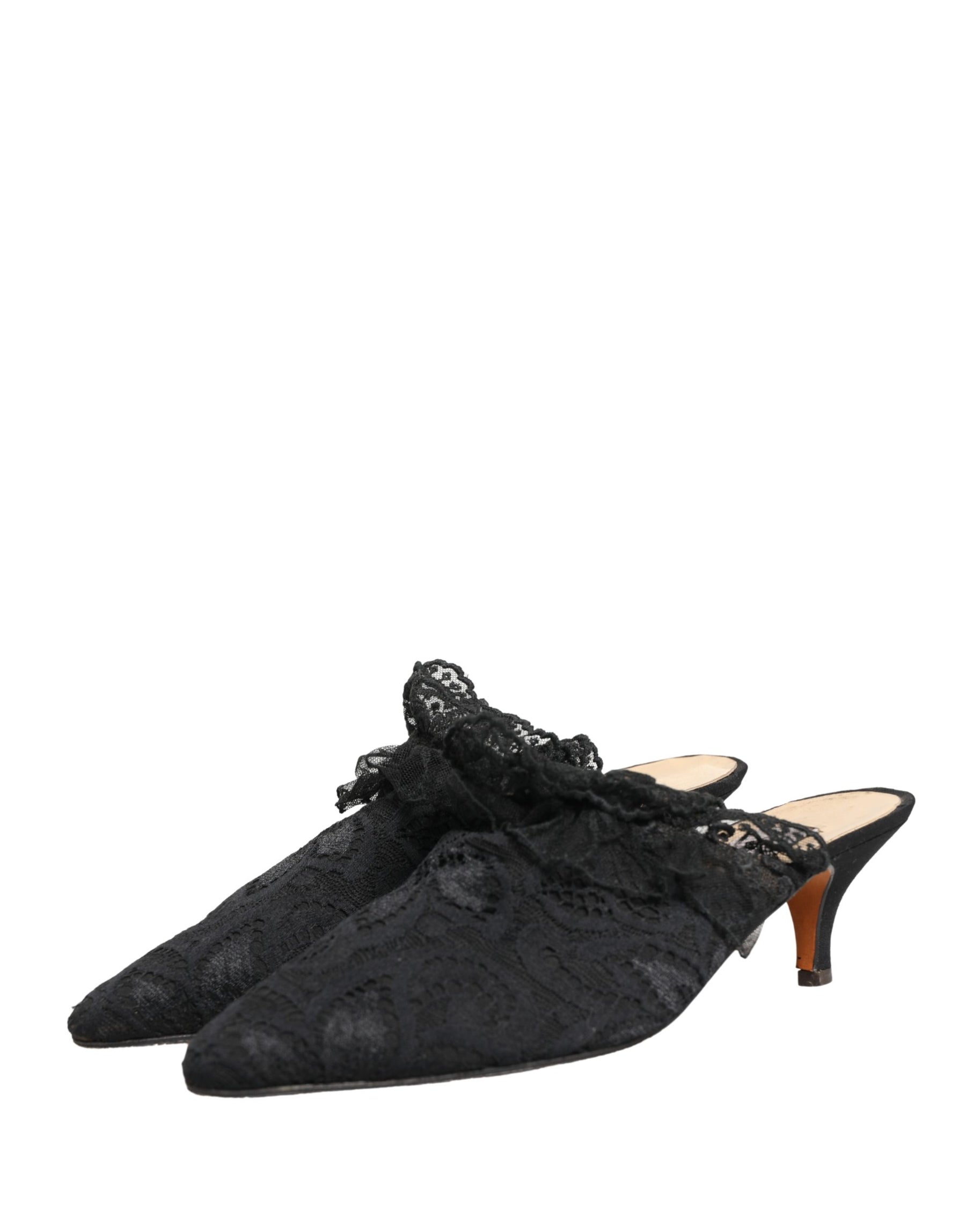Dolce & Gabbana Black Lace Heels Sandals Shoes | Regal Royce