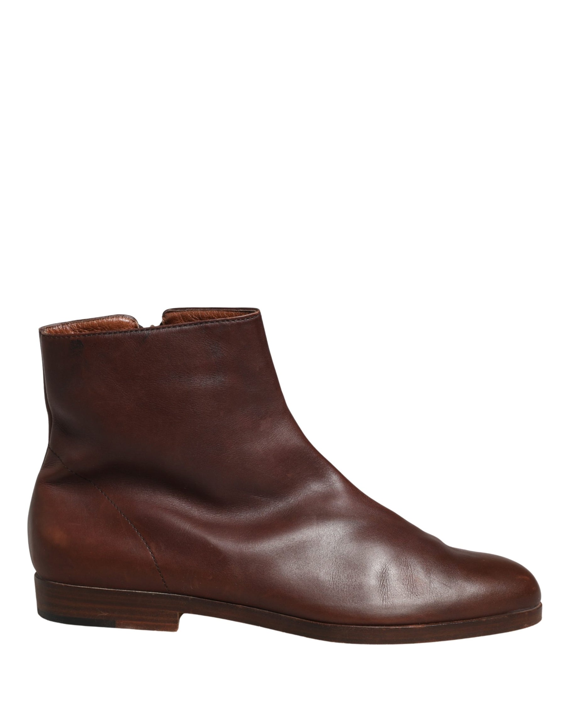 Dolce & Gabbana Brown Leather Flats Biker Ankle Boots Shoes | Regal Royce