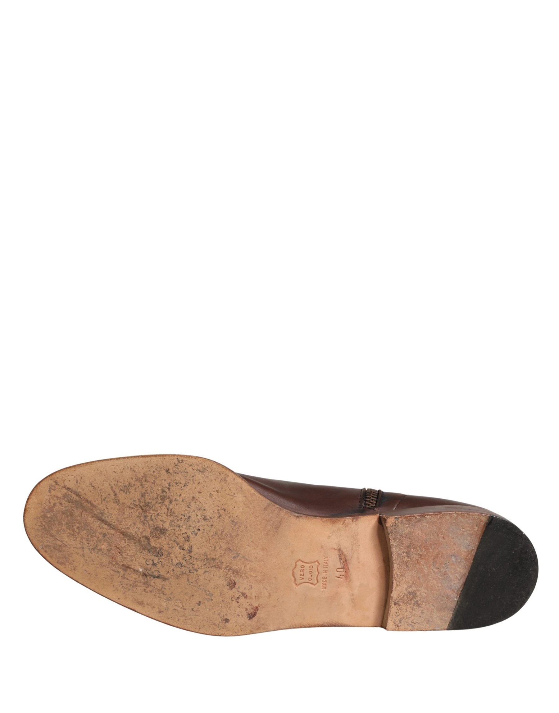 Dolce & Gabbana Brown Leather Flats Biker Ankle Boots Shoes | Regal Royce