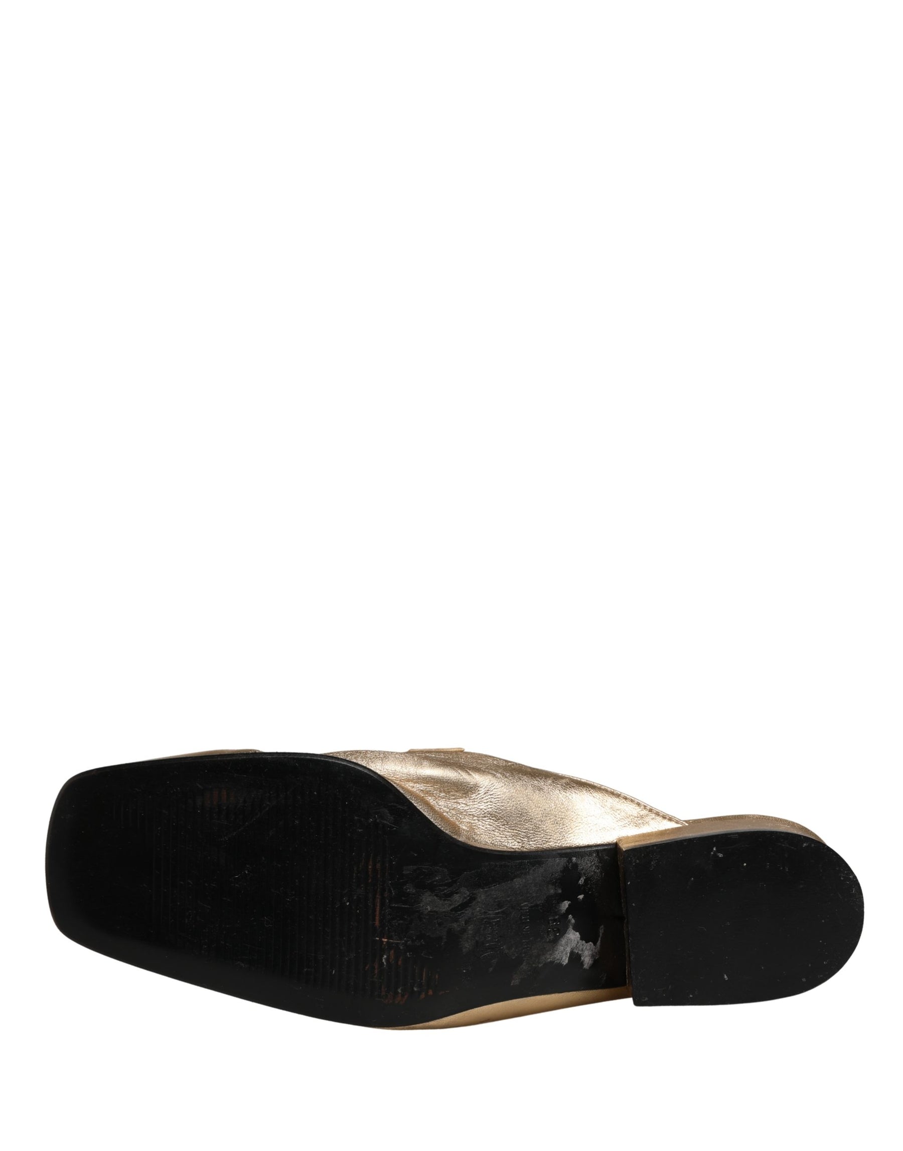 Dolce & Gabbana Gold Leather Flats Slides Mule Loafers Shoes | Regal Royce