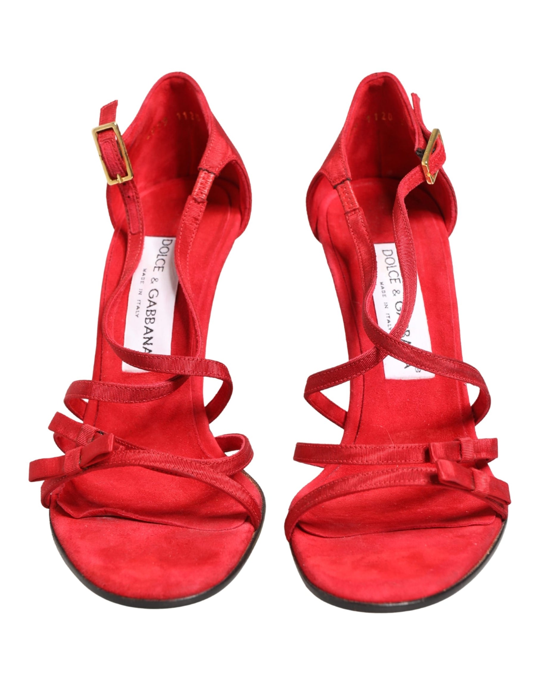 Dolce & Gabbana Red Calf Suede Strappy Heels Sandals Shoes | Regal Royce