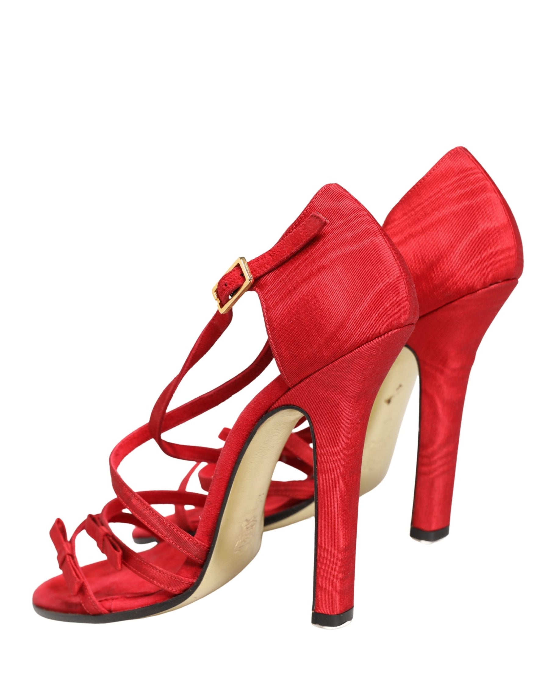 Dolce & Gabbana Red Calf Suede Strappy Heels Sandals Shoes | Regal Royce