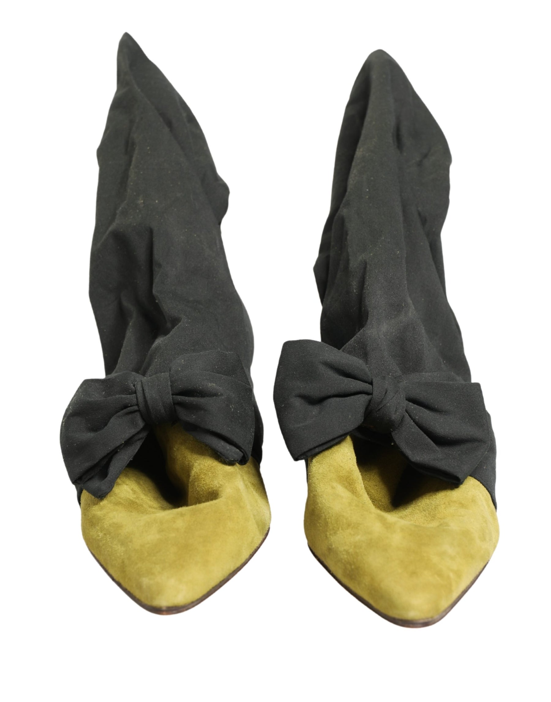 Dolce & Gabbana Black Yellow Suede Boots Shoes | Regal Royce