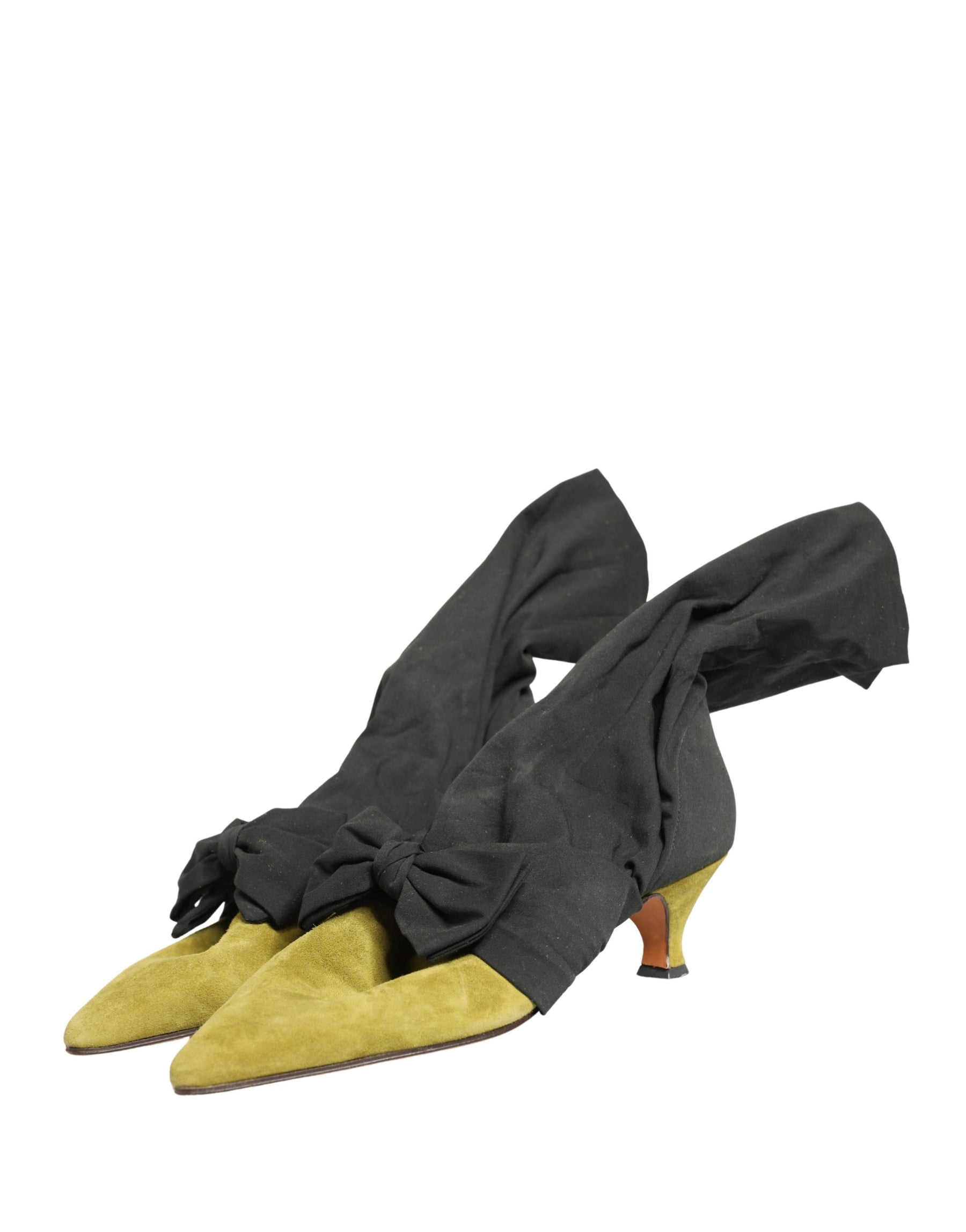 Dolce & Gabbana Black Yellow Suede Boots Shoes | Regal Royce