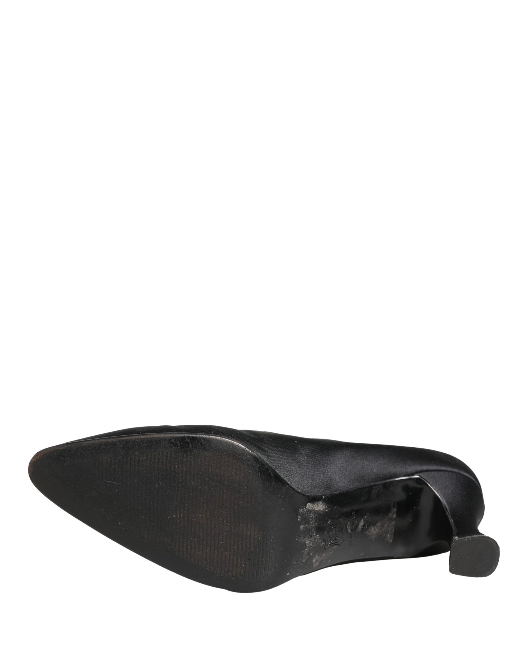 Dolce & Gabbana Black Satin Mary Jane Pumps Shoes | Regal Royce