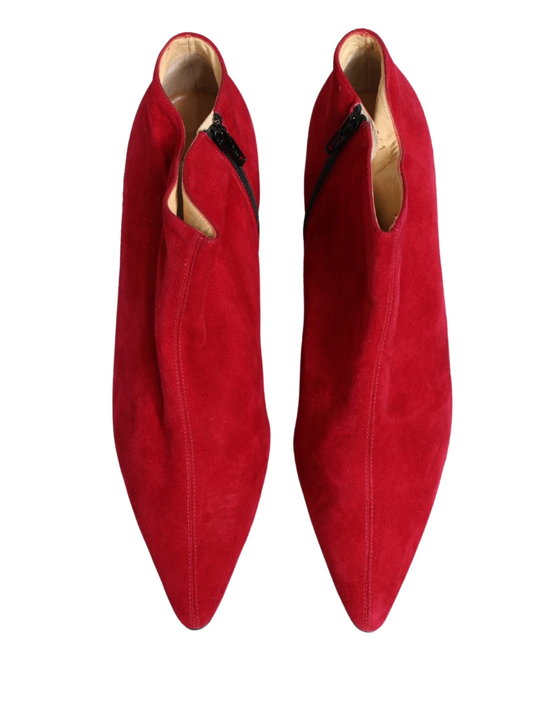 Dolce & Gabbana Red Suede Ankle Boots Shoes | Regal Royce