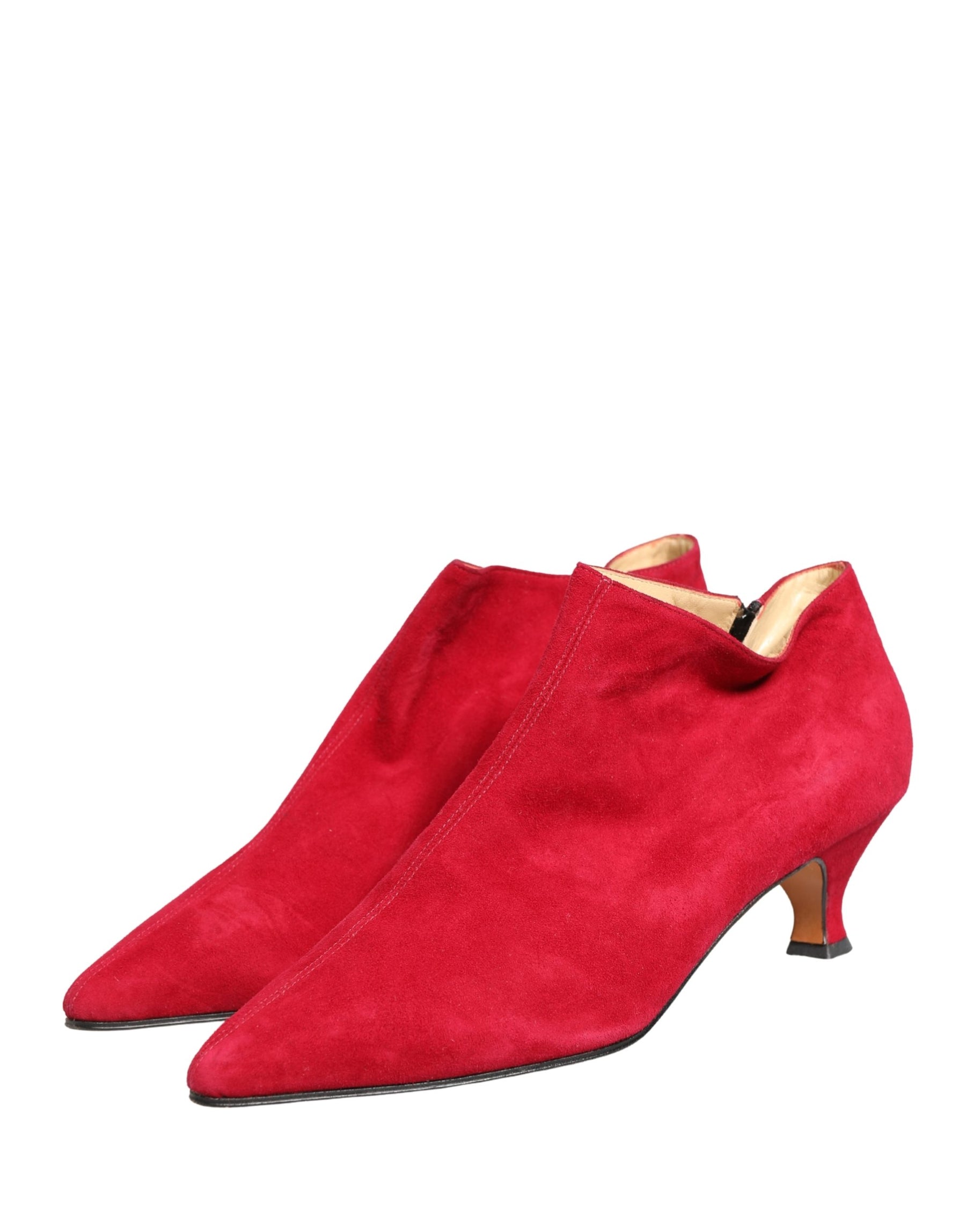 Dolce & Gabbana Red Suede Ankle Boots Shoes | Regal Royce