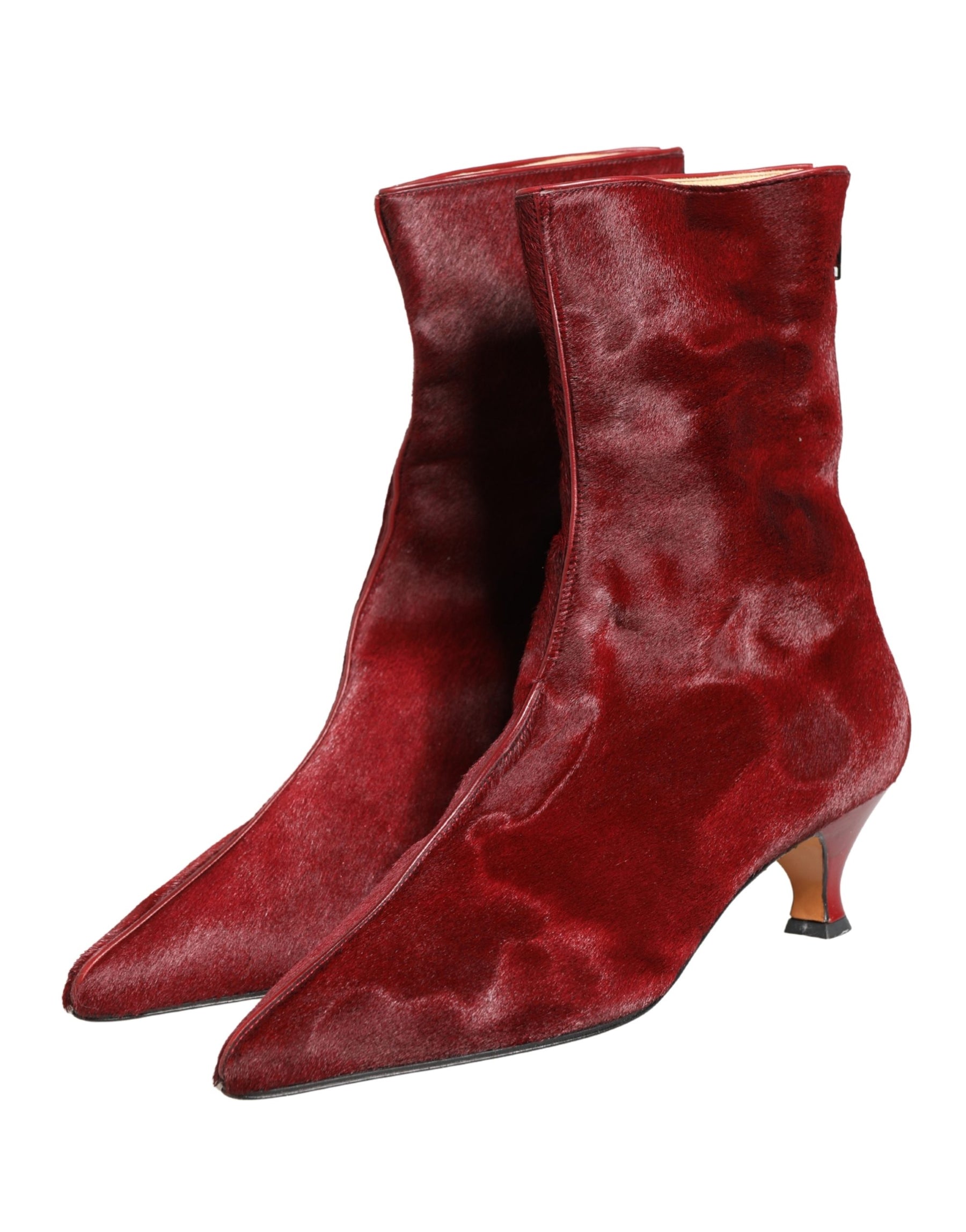 Dolce & Gabbana Burgundy Mid Calf Boots Shoes | Regal Royce