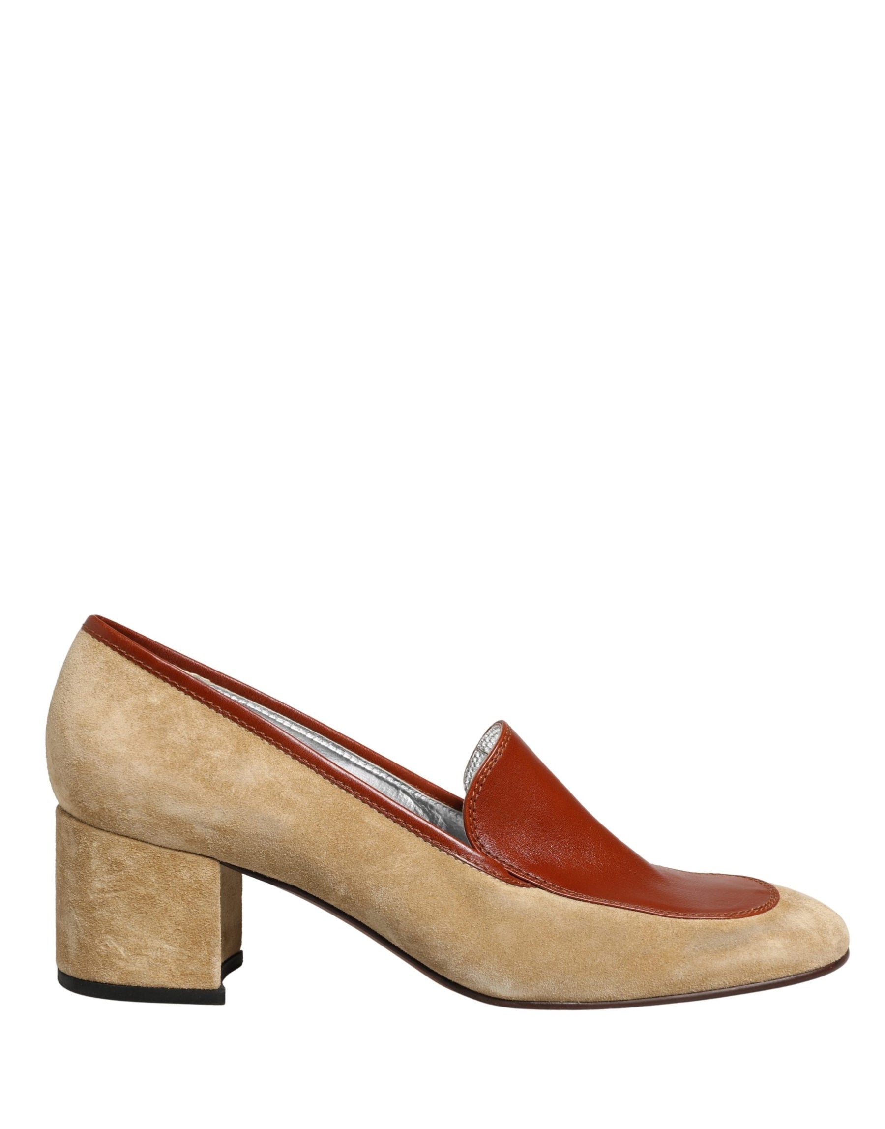 Dolce & Gabbana Beige Leather Suede Block Heel Loafers Shoes | Regal Royce