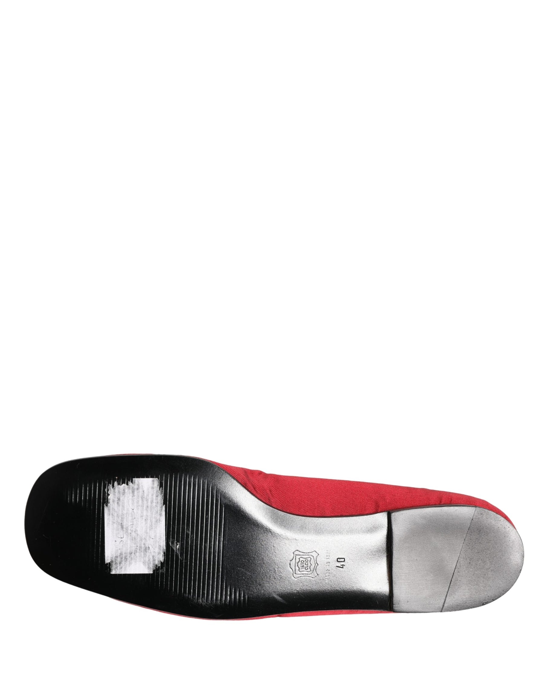 Dolce & Gabbana Red Satin Fabric Ballet Slip On Flats Shoes | Regal Royce