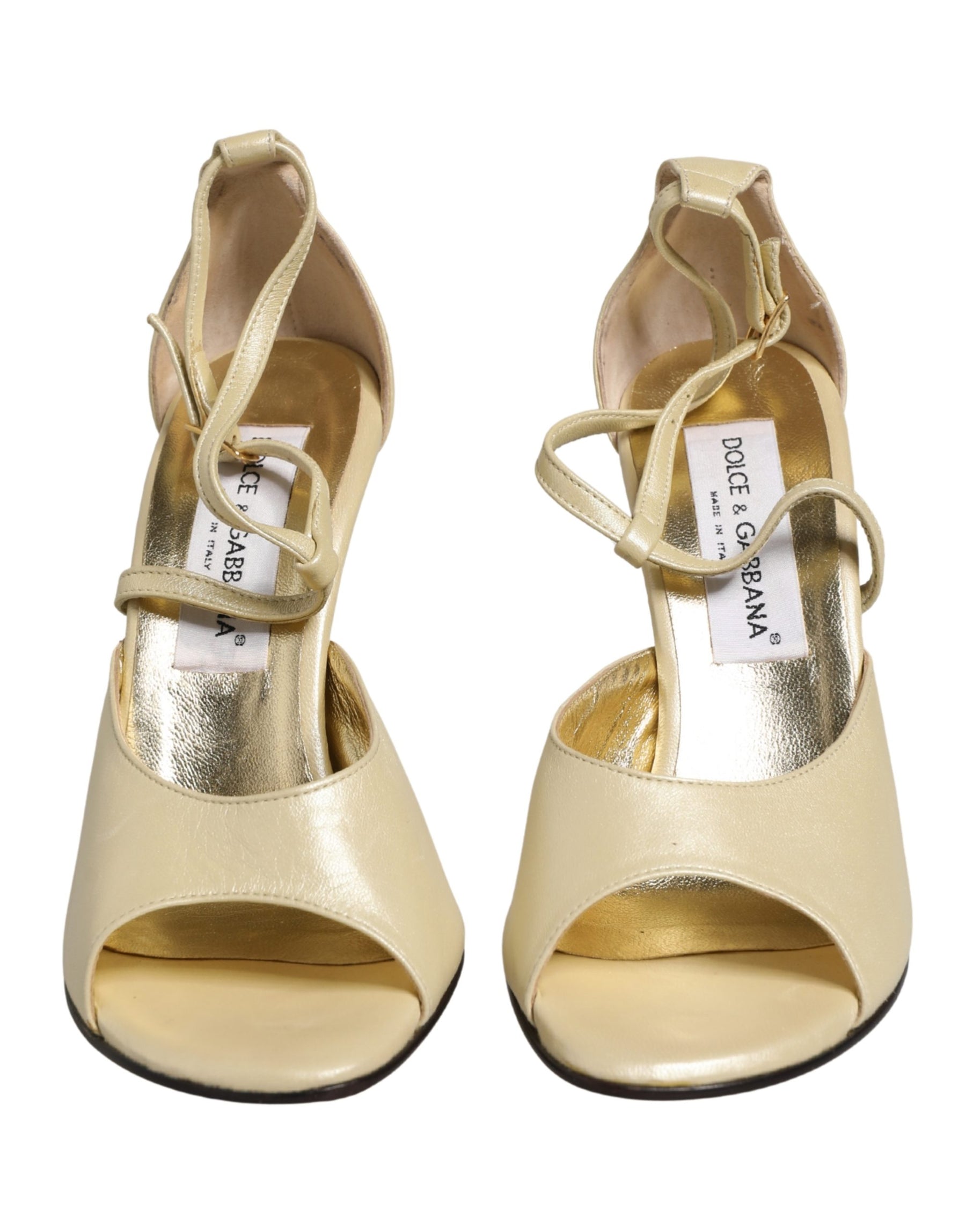 Dolce & Gabbana Beige Leather Stiletto Heels Sandals Shoes | Regal Royce
