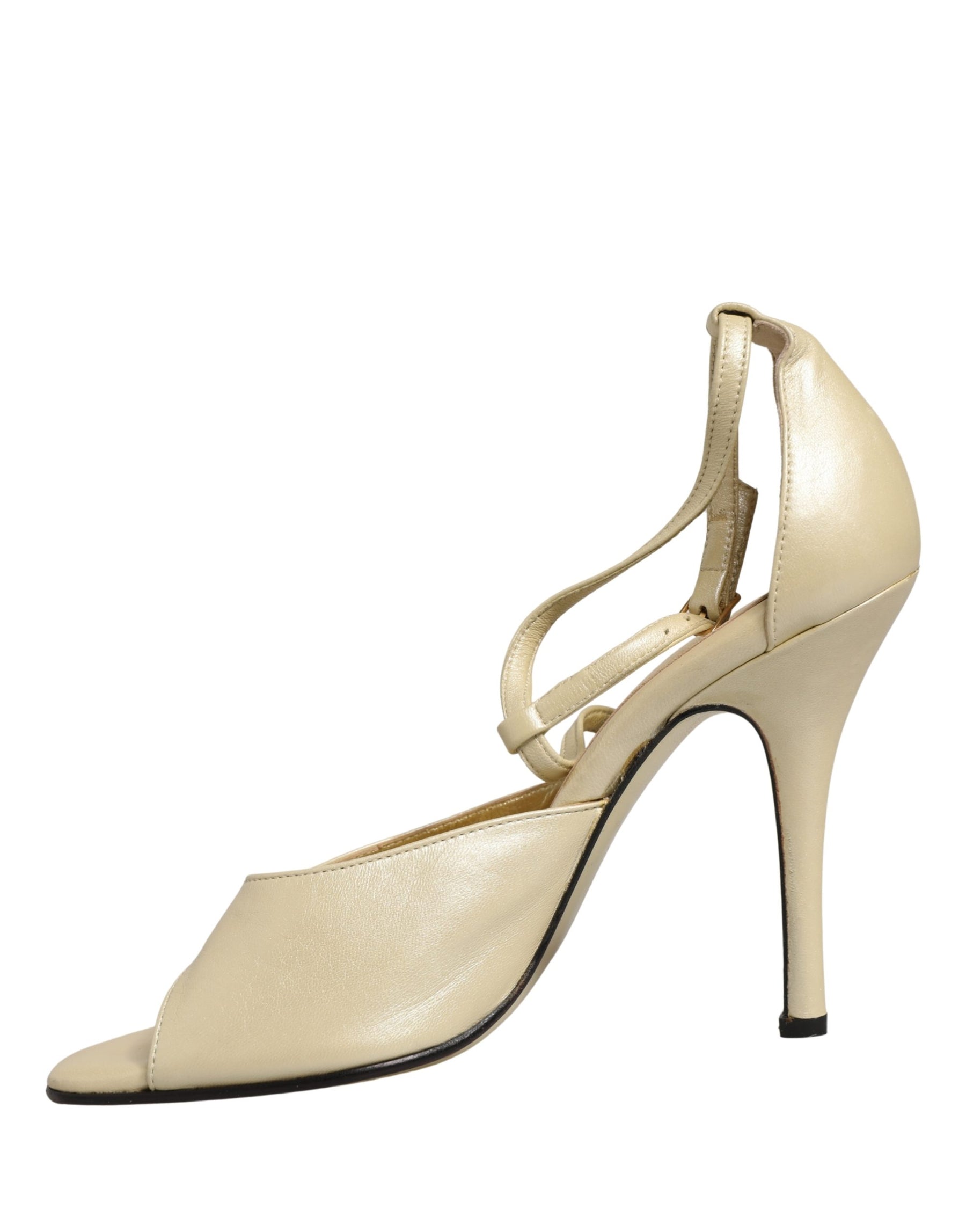 Dolce & Gabbana Beige Leather Stiletto Heels Sandals Shoes | Regal Royce