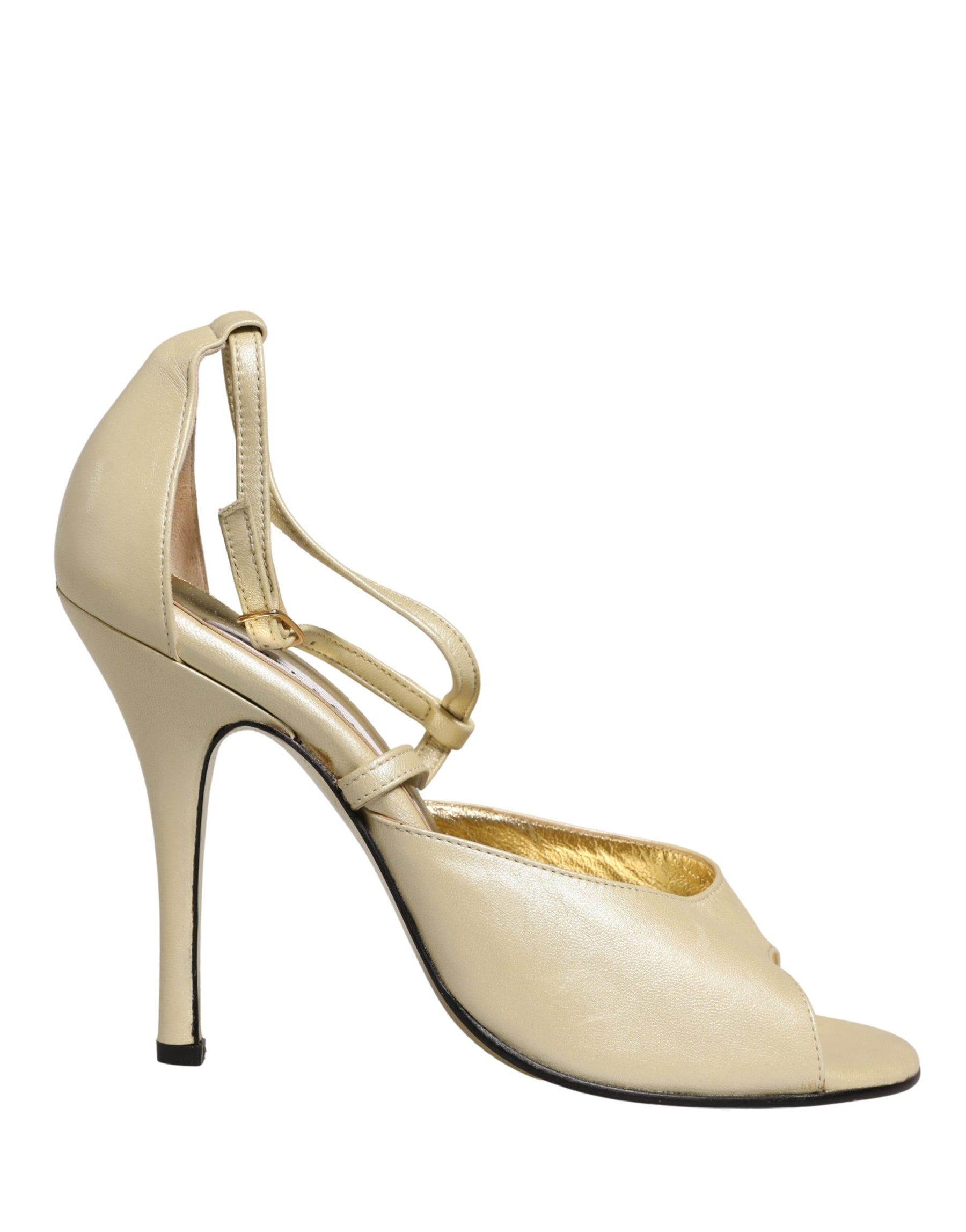 Dolce & Gabbana Beige Leather Stiletto Heels Sandals Shoes | Regal Royce