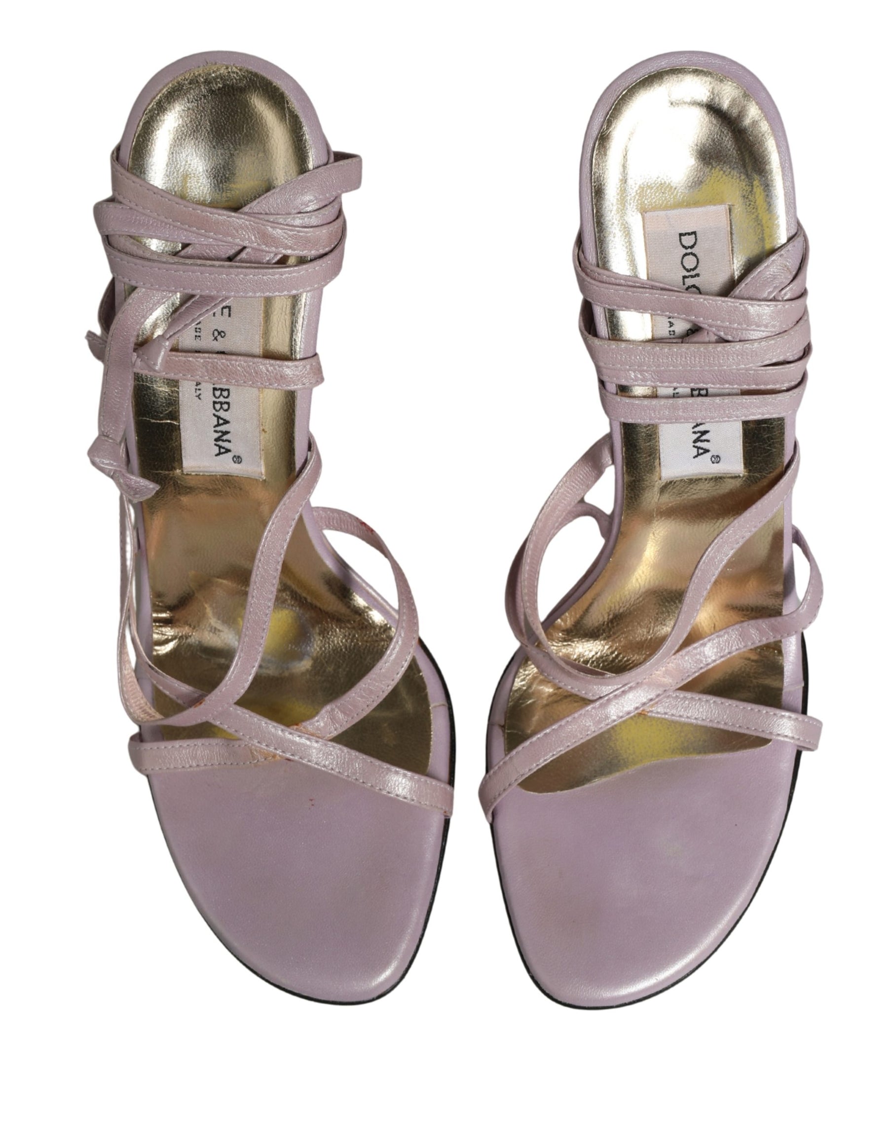 Dolce & Gabbana Purple Leather Wedge Heels Sandals Shoes | Regal Royce