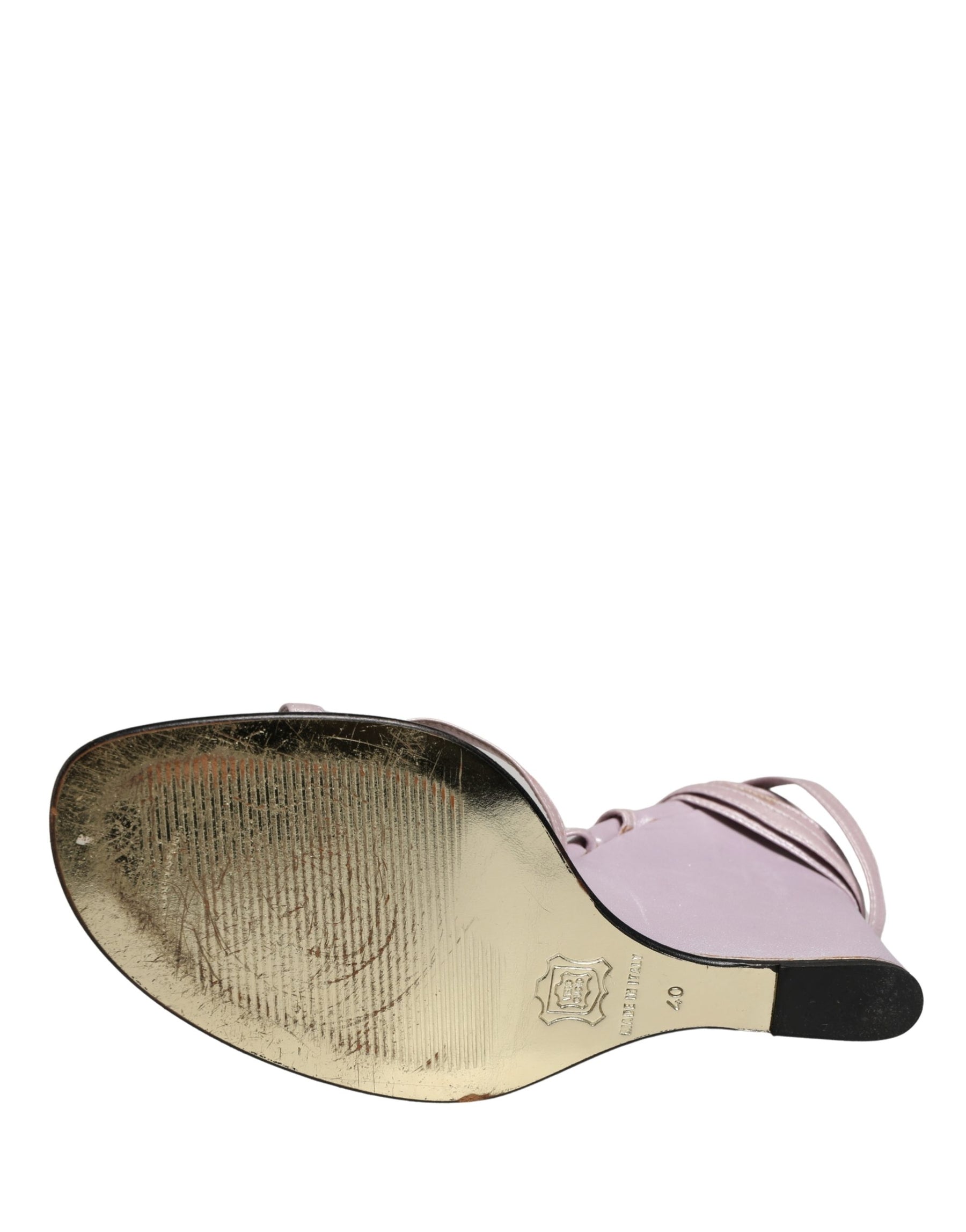 Dolce & Gabbana Purple Leather Wedge Heels Sandals Shoes | Regal Royce