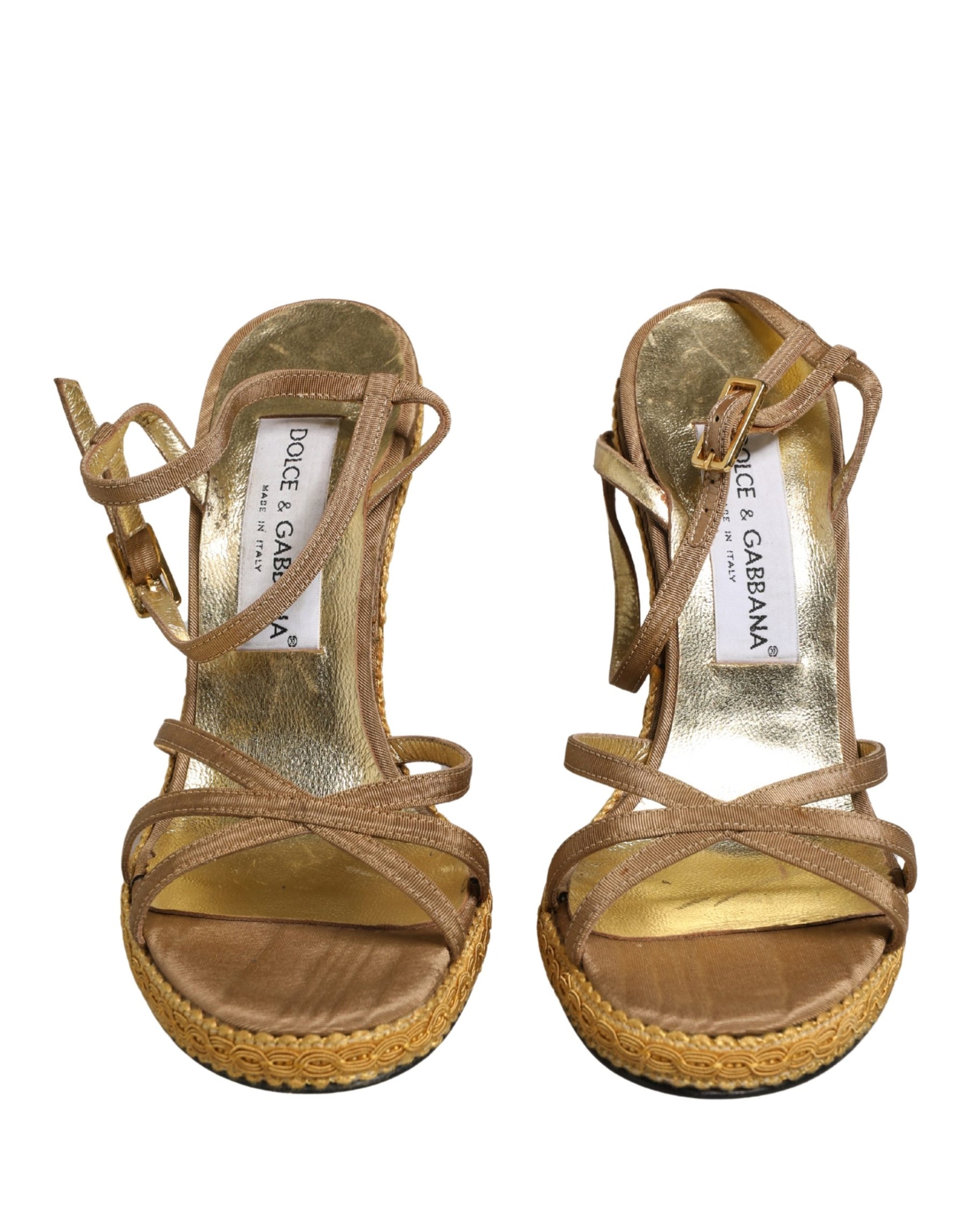 Dolce & Gabbana Brown Braided Ankle Strap Heels Sandals Shoes | Regal Royce