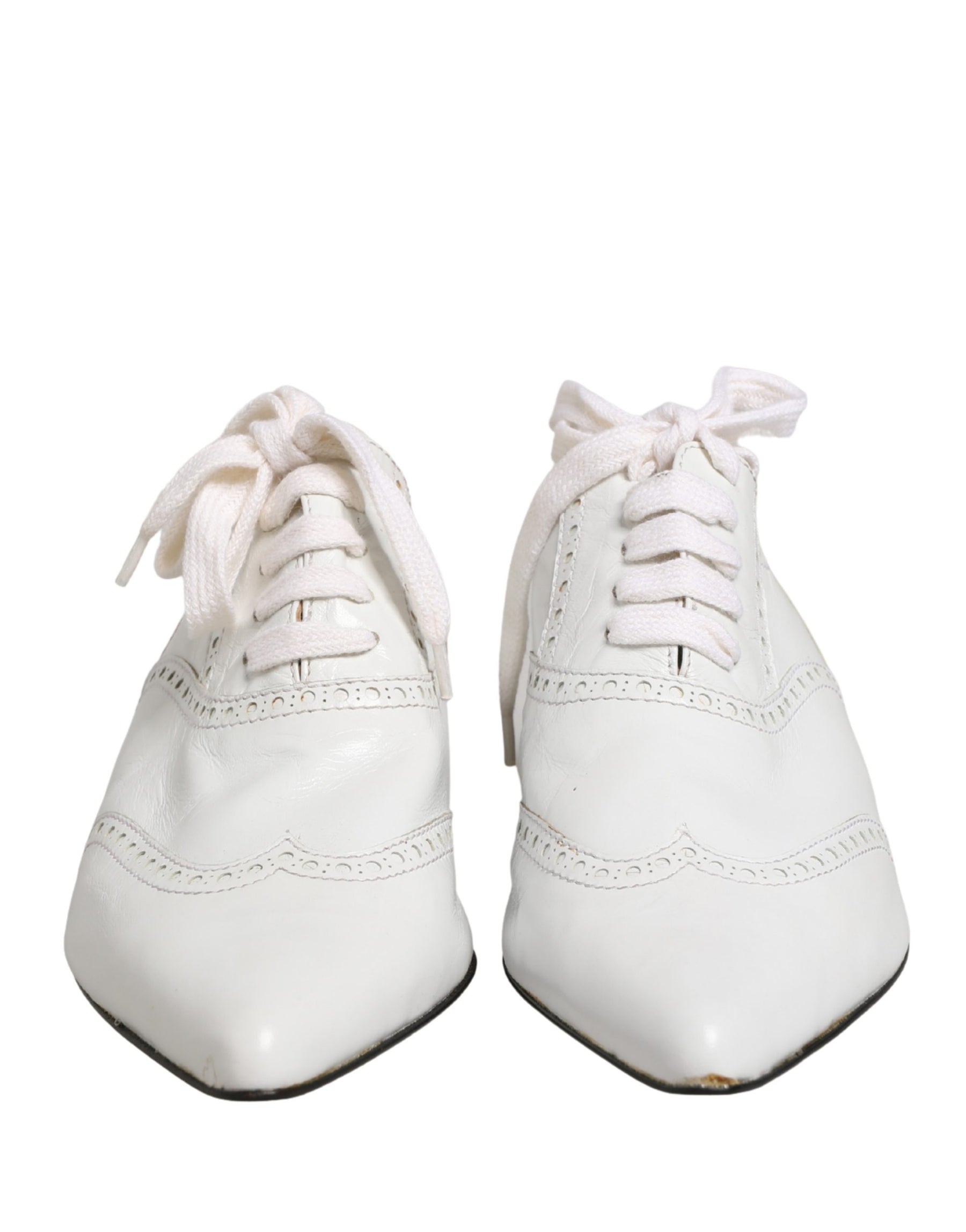 Dolce & Gabbana White Leather Brogue Oxford Lace Up Shoes | Regal Royce