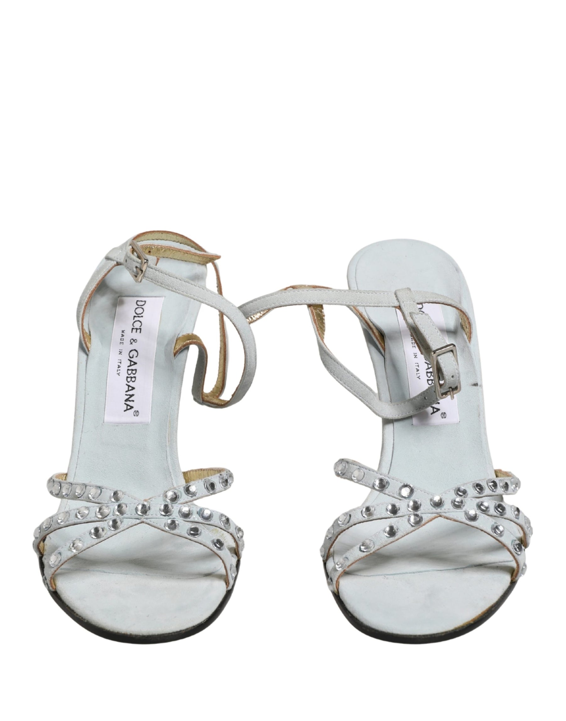 Dolce & Gabbana White Rhinestone High Heeled Sandals Shoes | Regal Royce