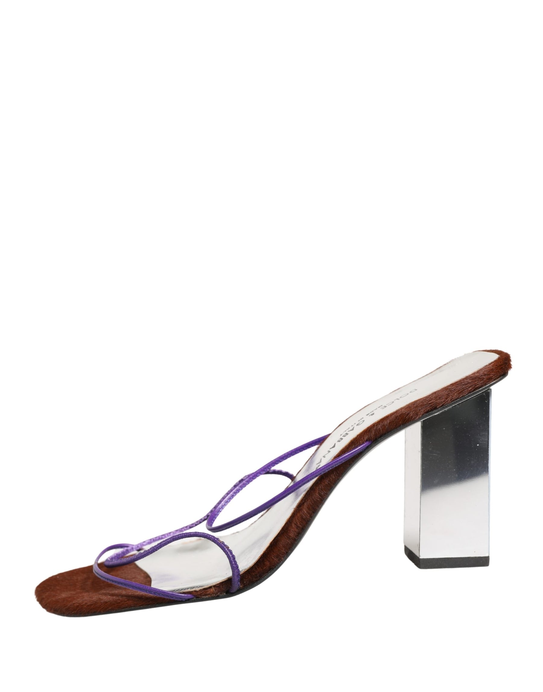 Dolce & Gabbana Silver Block Heels Slip On Sandals Shoes | Regal Royce